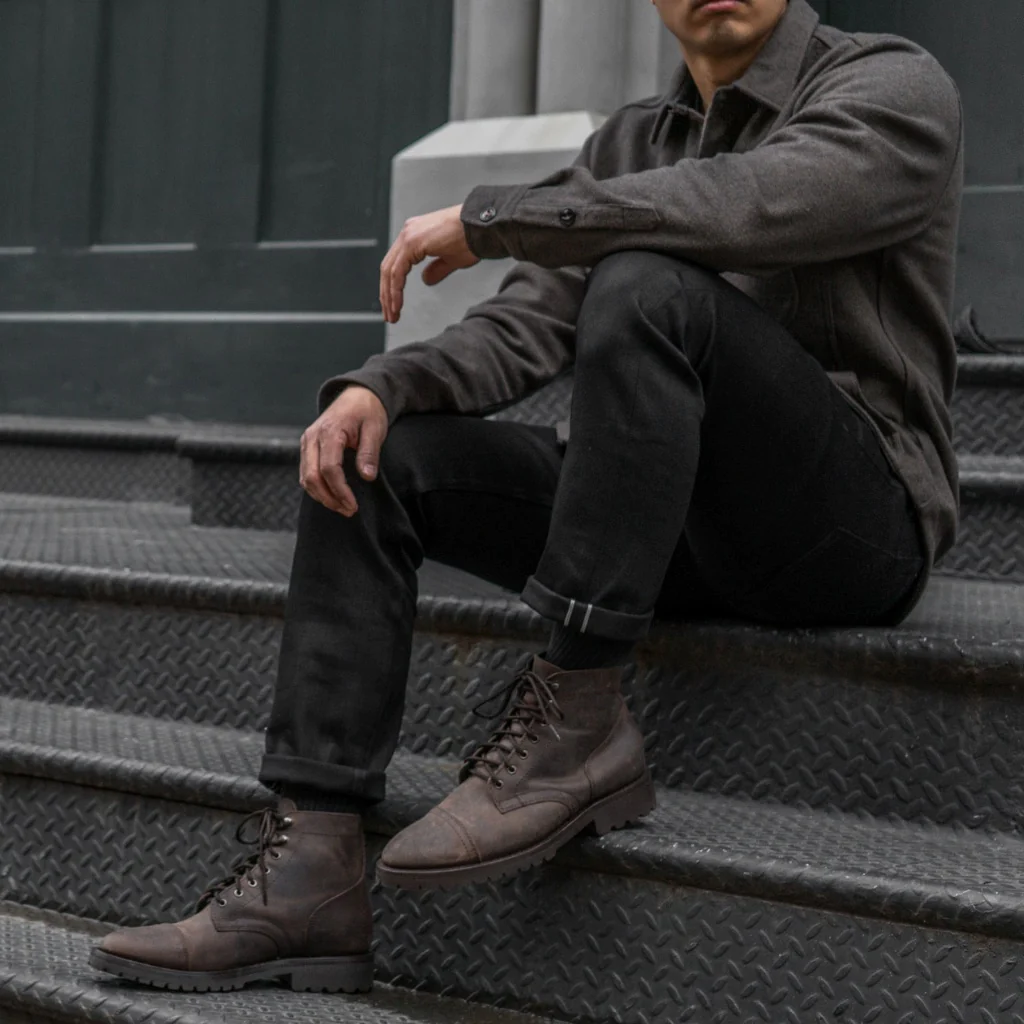 UB Stretch Selvedge Tapered Jeans | Black - Thursday Boots