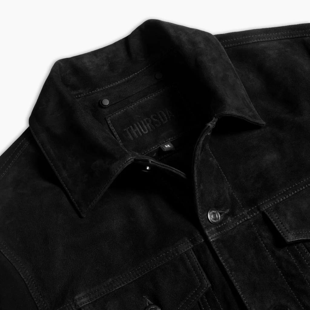 Suede Trucker Jacket | Black - Thursday Boots