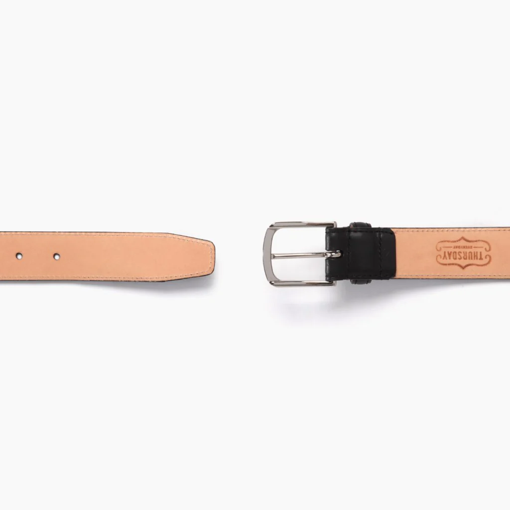 Men's Brogue Leather Belt | Black - Thursday Boots