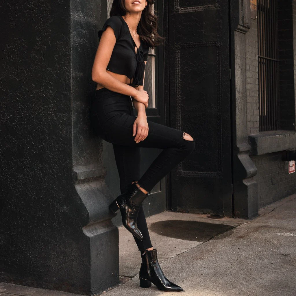 Luna | Black Croco - Thursday Boots