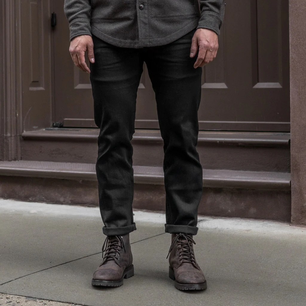 UB Stretch Selvedge Tapered Jeans | Black - Thursday Boots