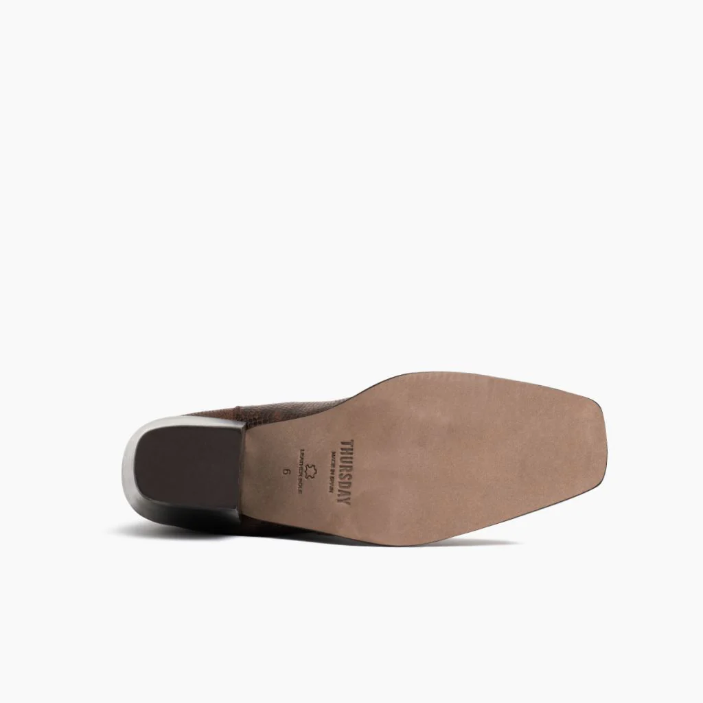Soho | Chocolate Snake Print - Thursday Boots