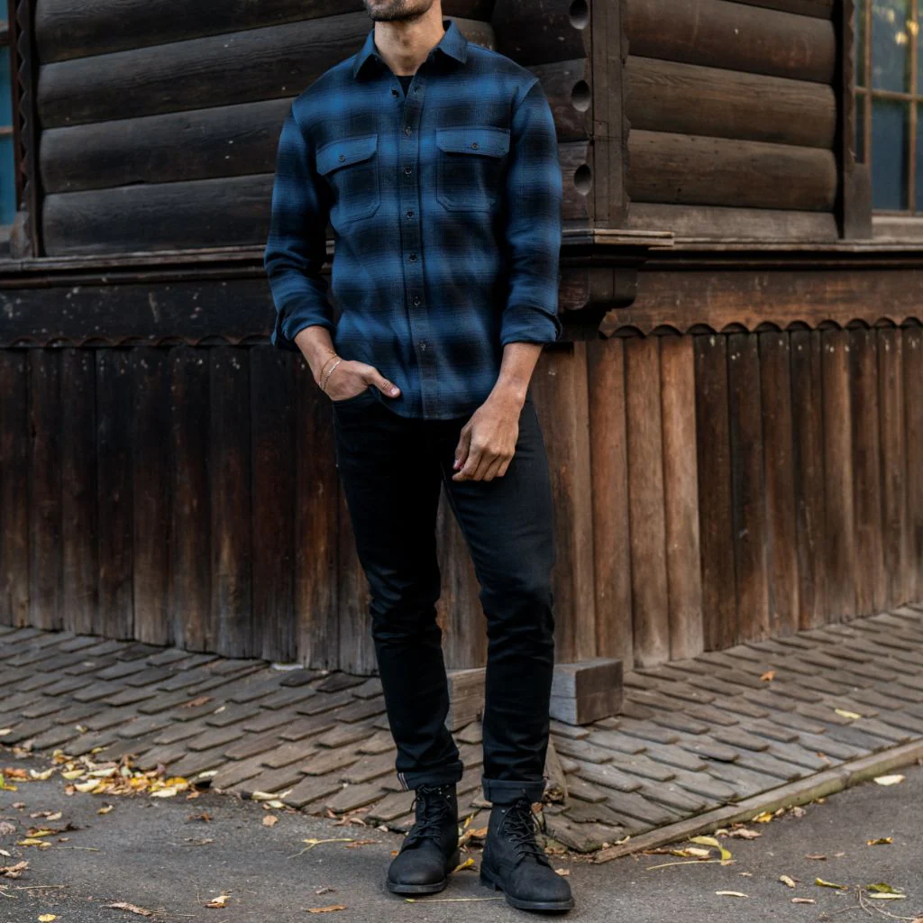 Summit Flannel Shirt | Navy - Thursday Boots