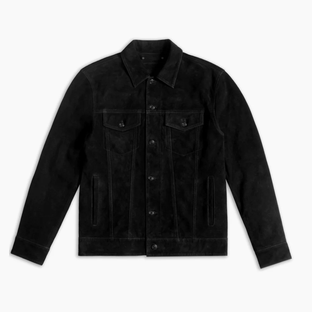 Suede Trucker Jacket | Black - Thursday Boots
