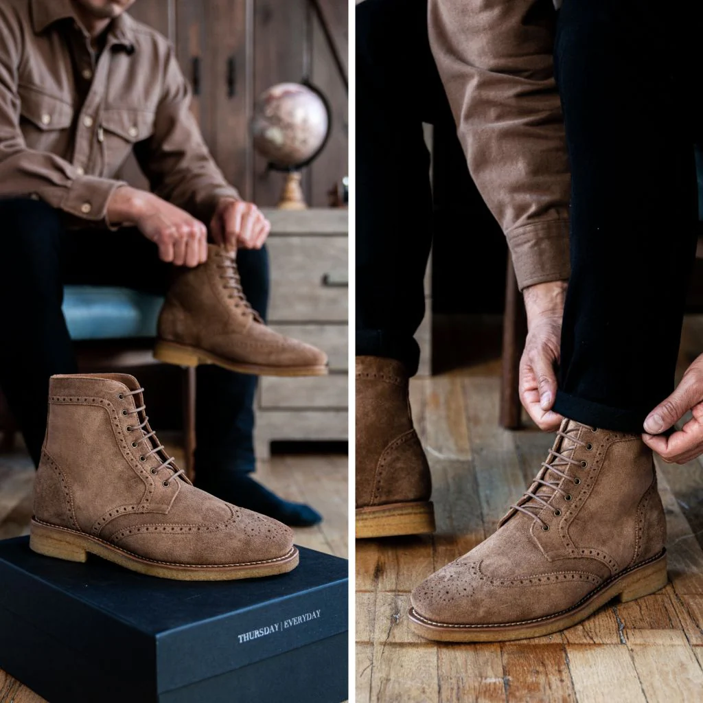 Wingtip | Caramel Suede - Thursday Boots