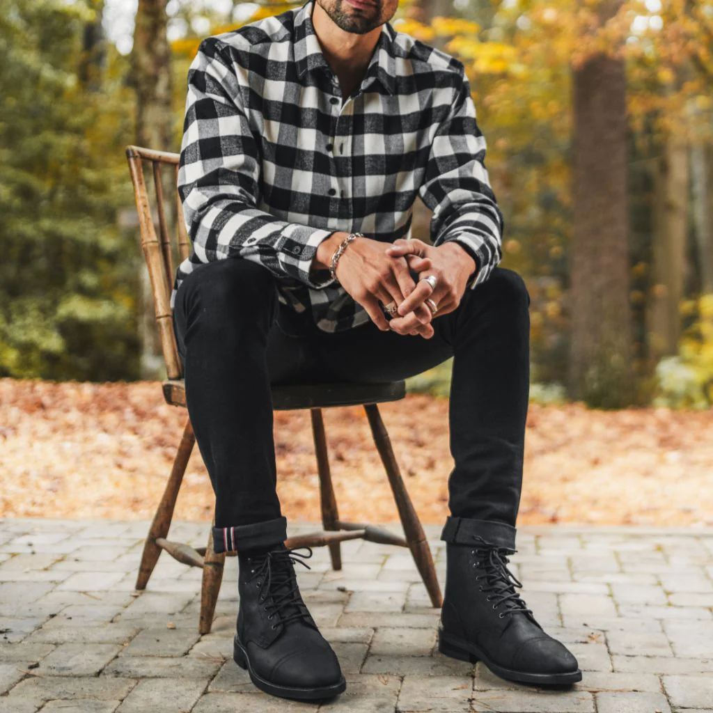Buffalo Check Shirt | Black & White - Thursday Boots