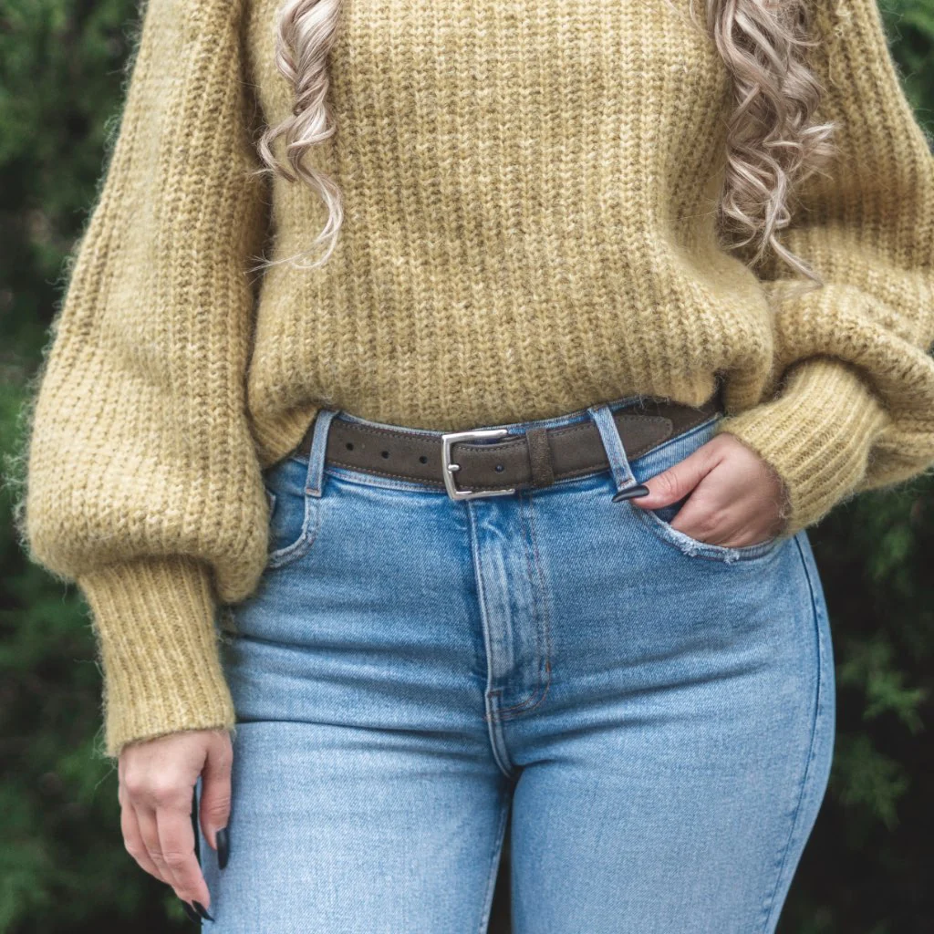 Women's Classic Leather Belt | Dark Olive Suede - Thursday Boots