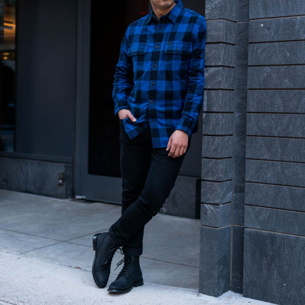 Filson Field Flannel Shirt | Cobalt Blue Black - Thursday Boots