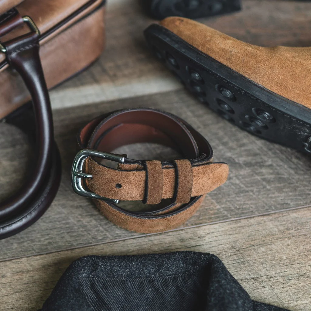 Men's Refined Leather Belt | Cognac Suede - Thursday Boots