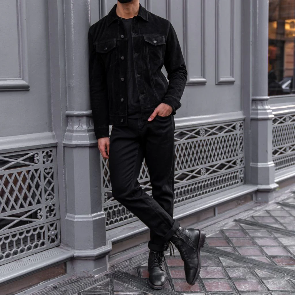 Suede Trucker Jacket | Black - Thursday Boots