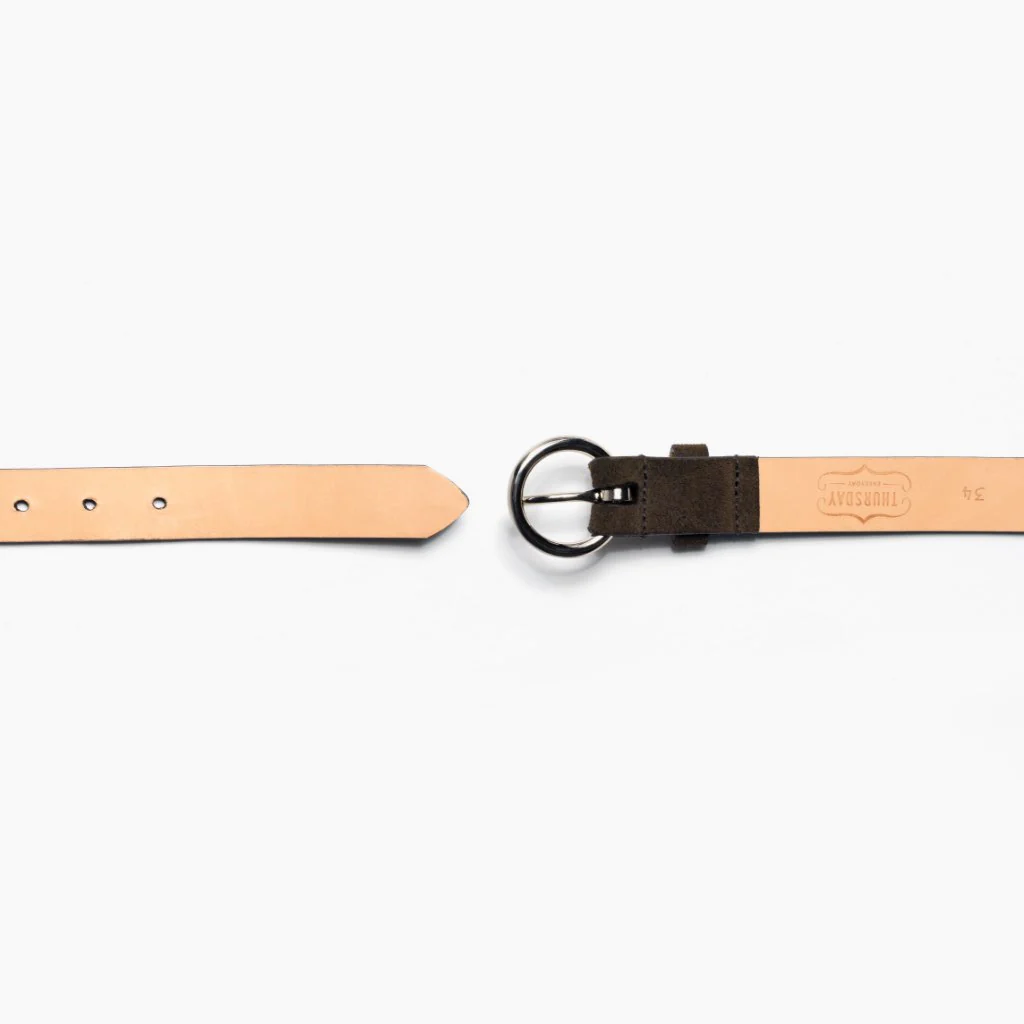 Women's Circle Leather Belt | Dark Olive Suede - Thursday Boots