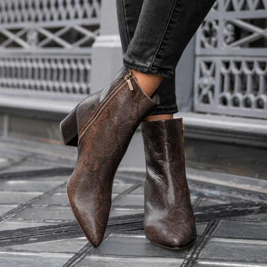 Luna | Chocolate Snake Print - Thursday Boots