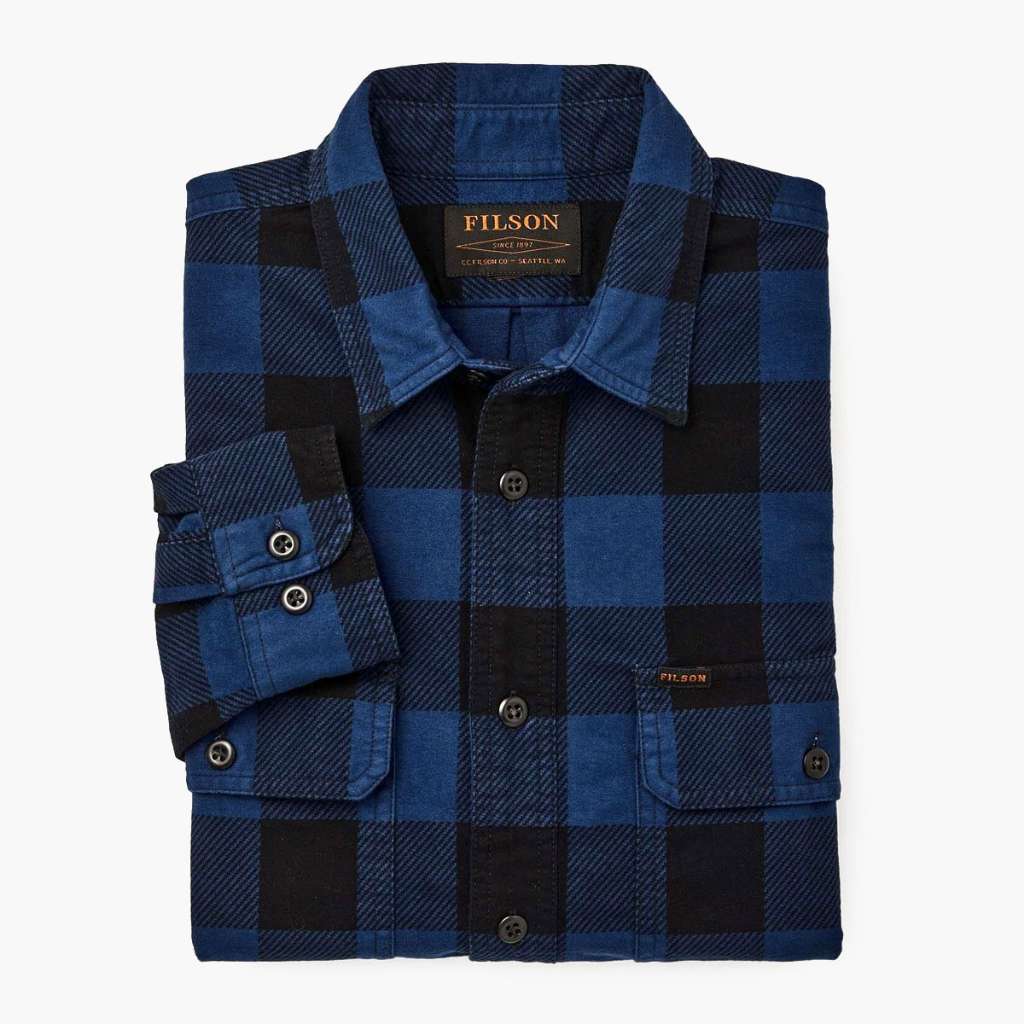 Filson Field Flannel Shirt | Cobalt Blue Black - Thursday Boots