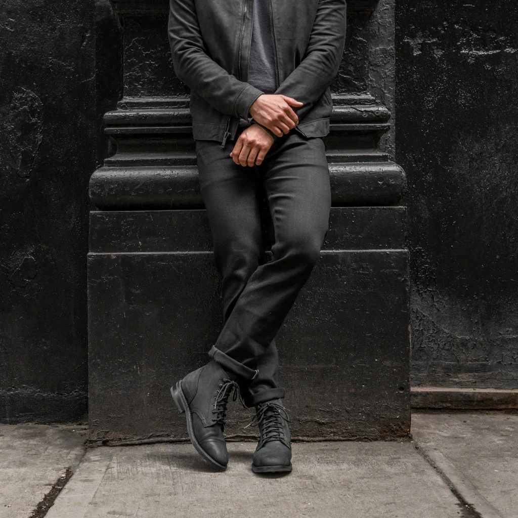 UB Stretch Selvedge Tapered Jeans | Black - Thursday Boots