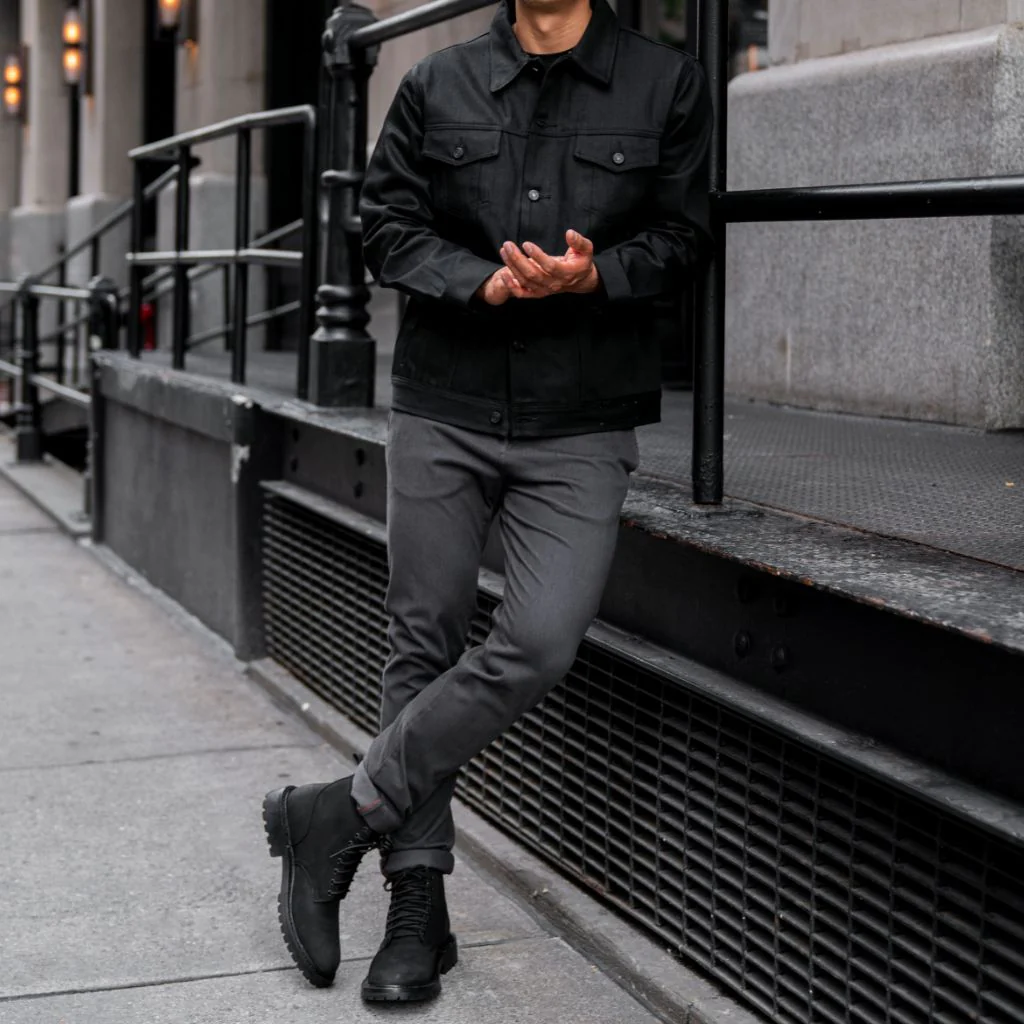 Selvedge Denim Trucker Jacket | Pitch Black - Thursday Boots
