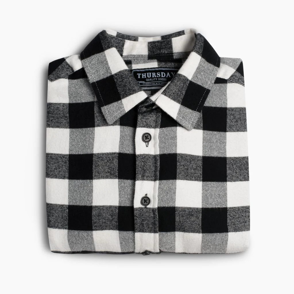 Buffalo Check Shirt | Black & White - Thursday Boots