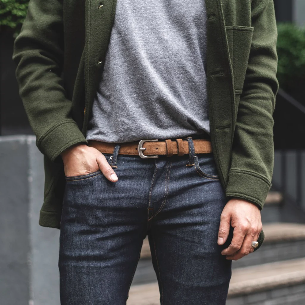 Men's Refined Leather Belt | Cognac Suede - Thursday Boots