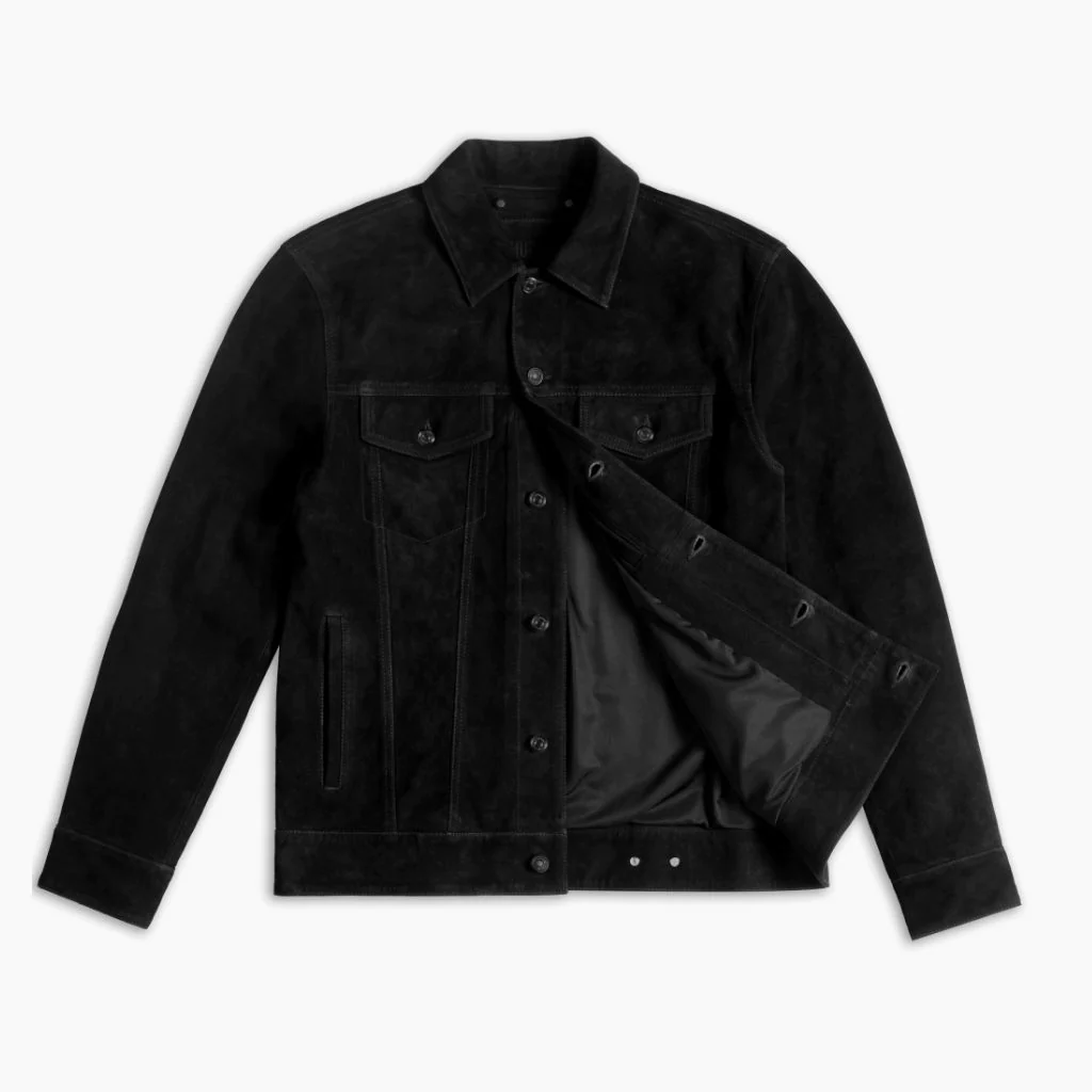 Suede Trucker Jacket | Black - Thursday Boots