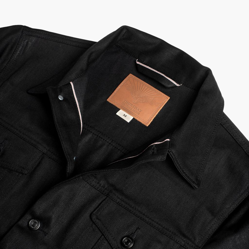 Selvedge Denim Trucker Jacket | Pitch Black - Thursday Boots