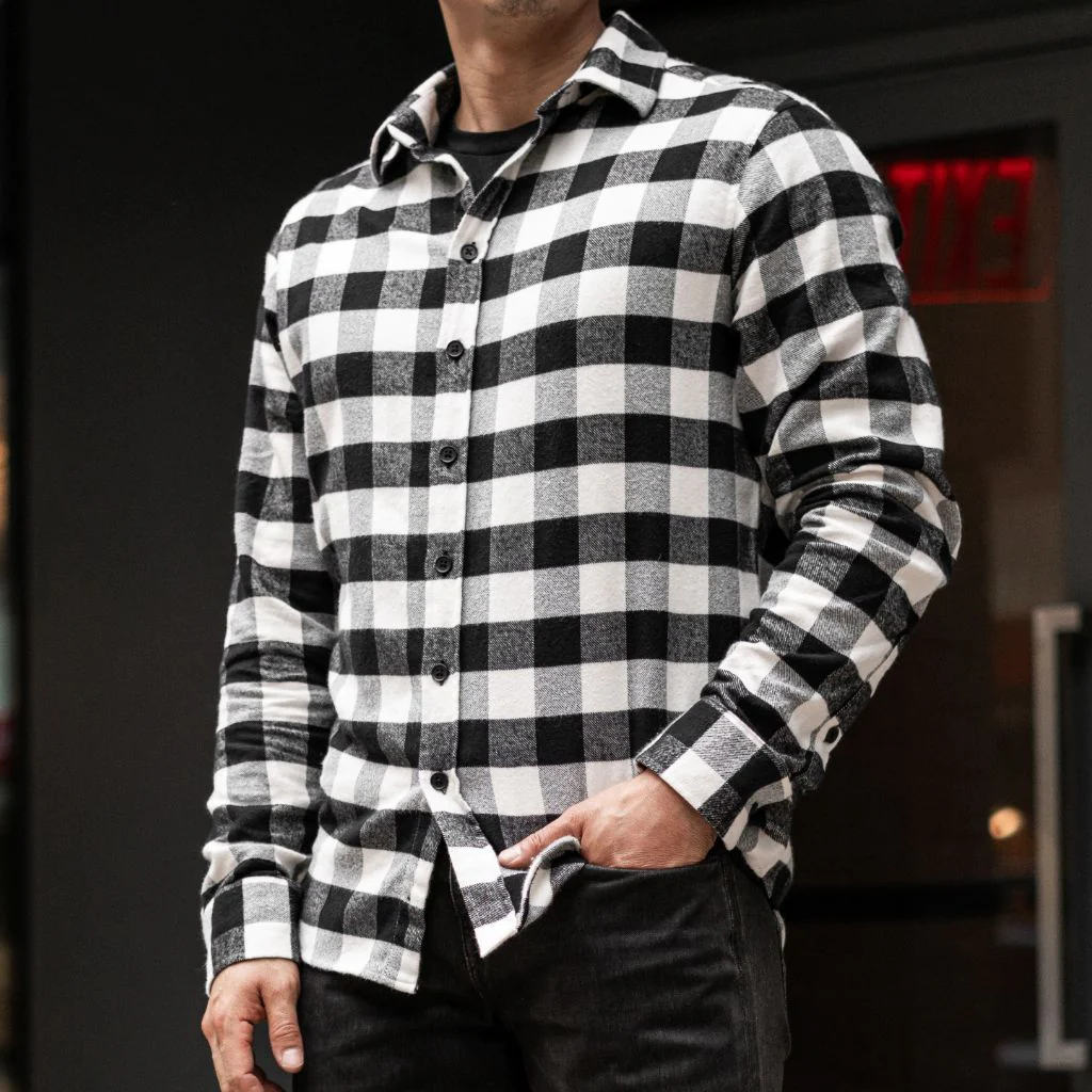 Buffalo Check Shirt | Black & White - Thursday Boots