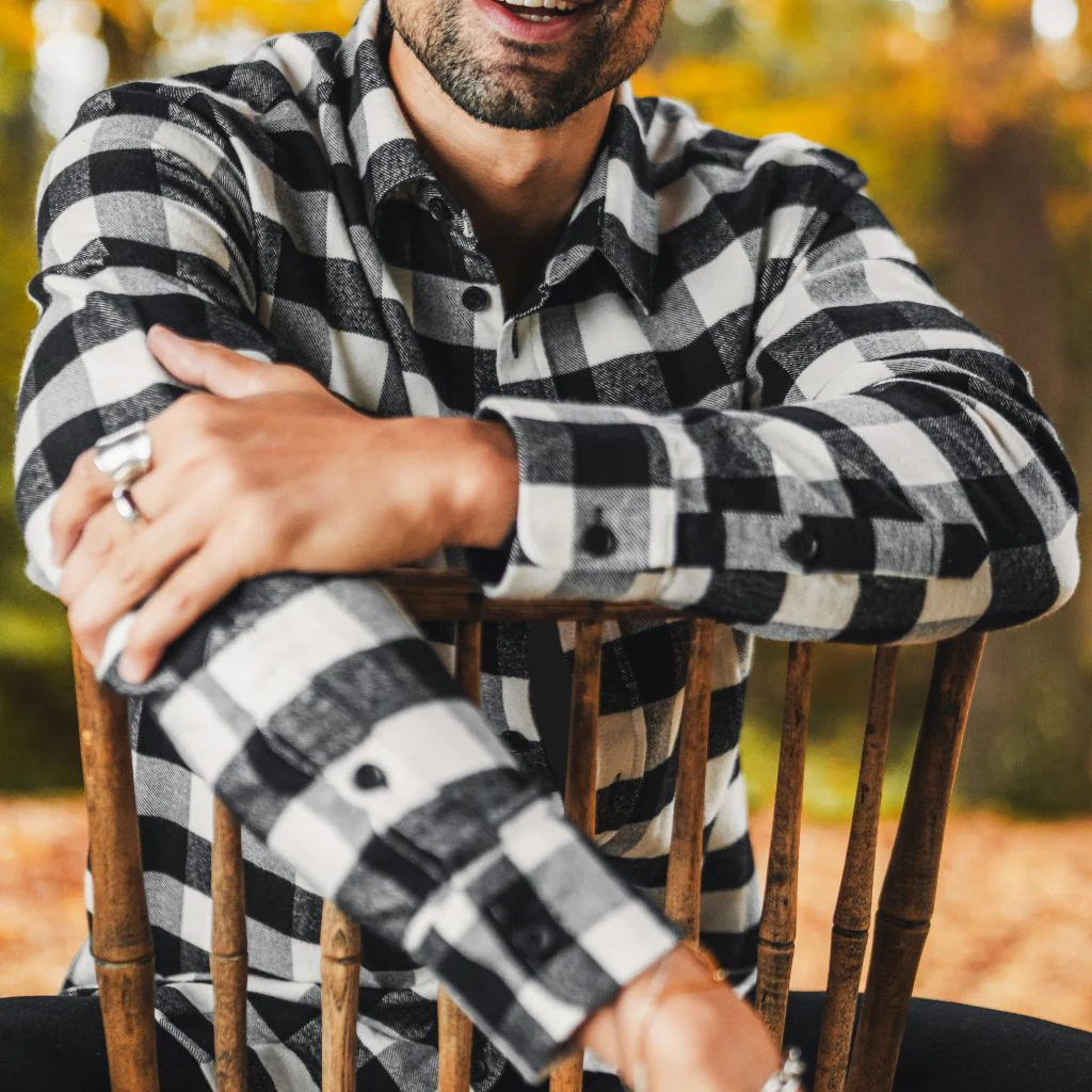 Buffalo Check Shirt | Black & White - Thursday Boots