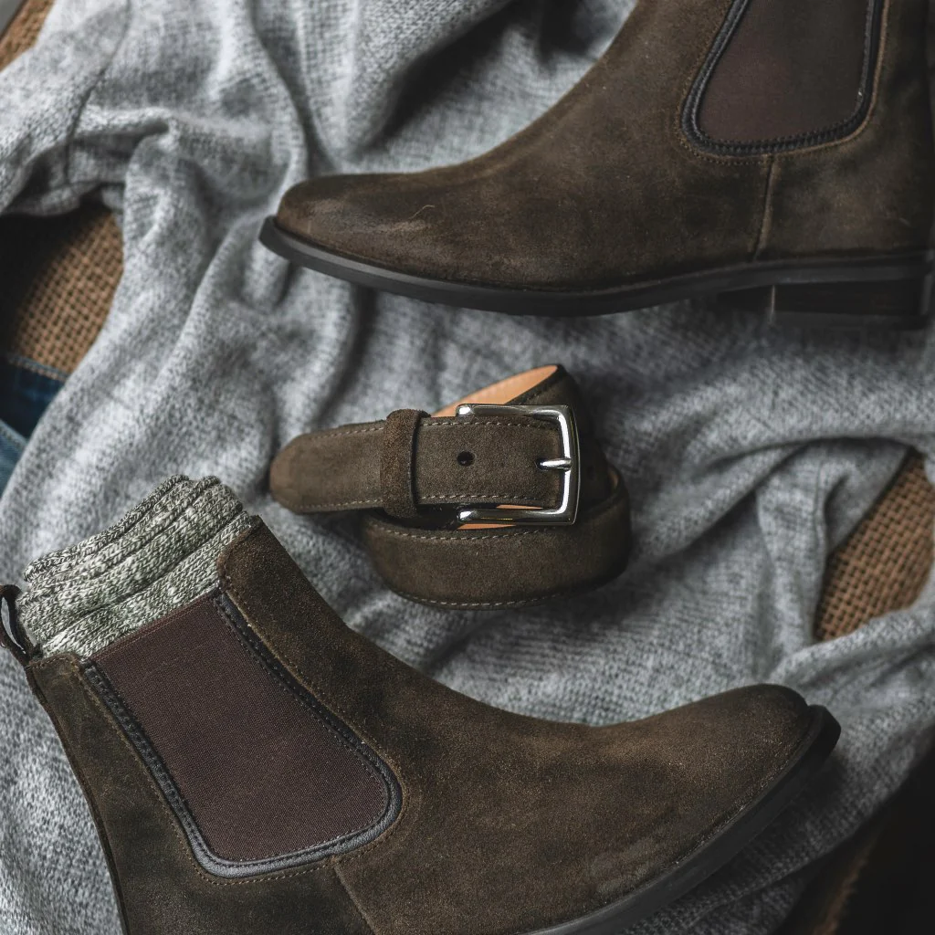 Women's Classic Leather Belt | Dark Olive Suede - Thursday Boots