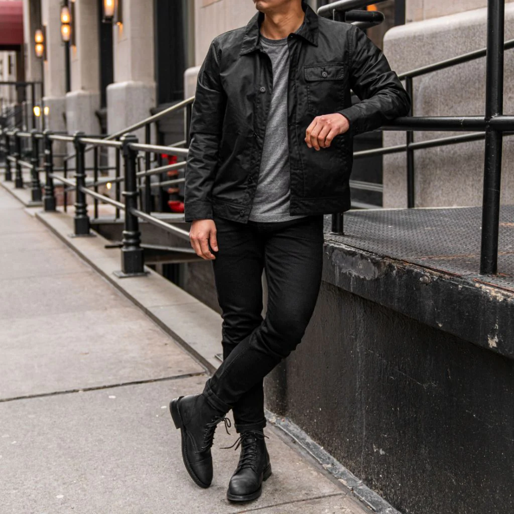 Waxed Canvas Field Jacket | Black - Thursday Boots