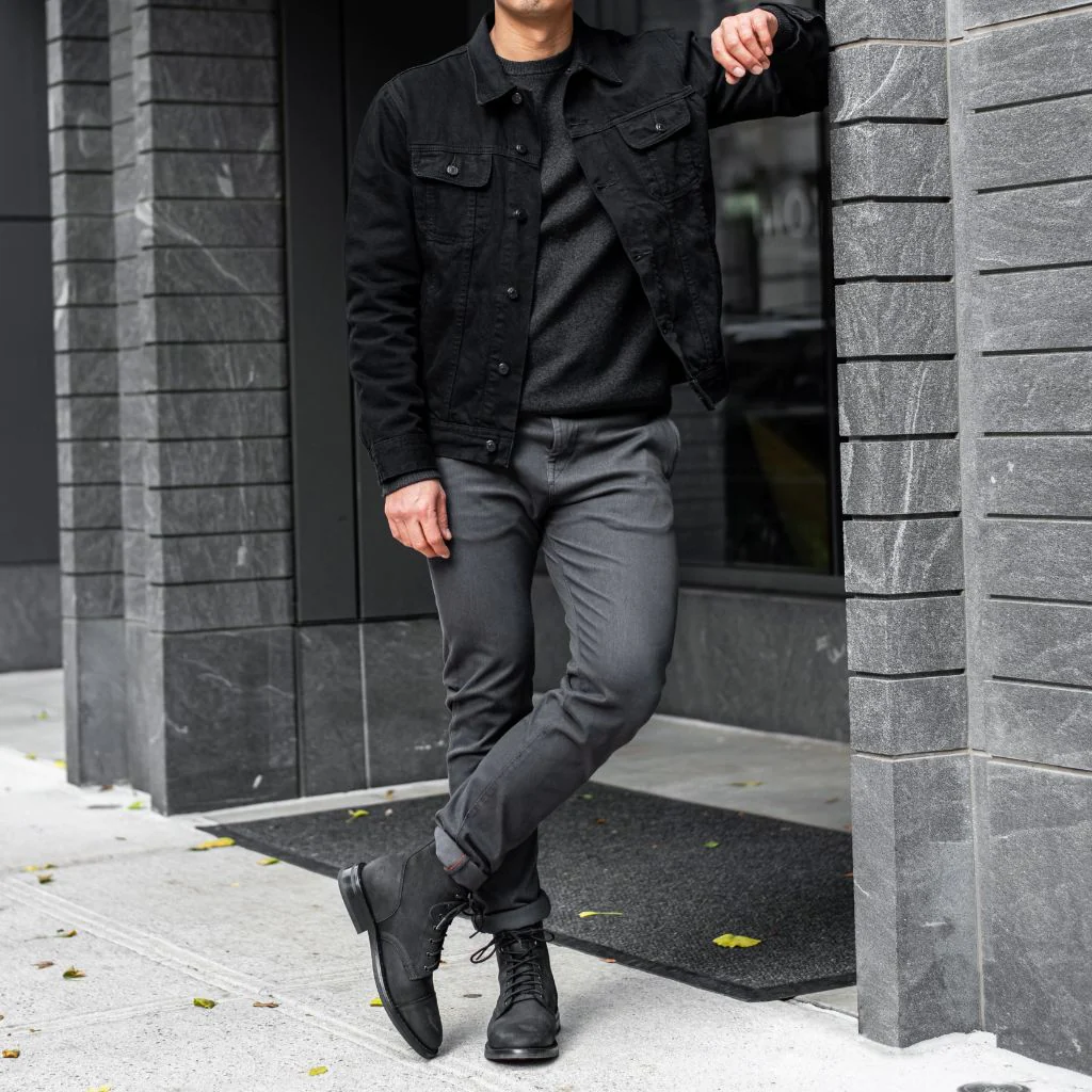 Denim Trucker Jacket | Pitch Black - Thursday Boots