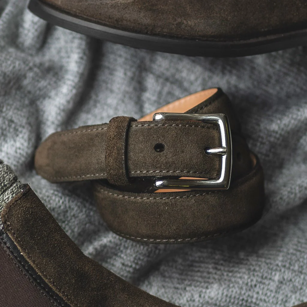 Women's Classic Leather Belt | Dark Olive Suede - Thursday Boots