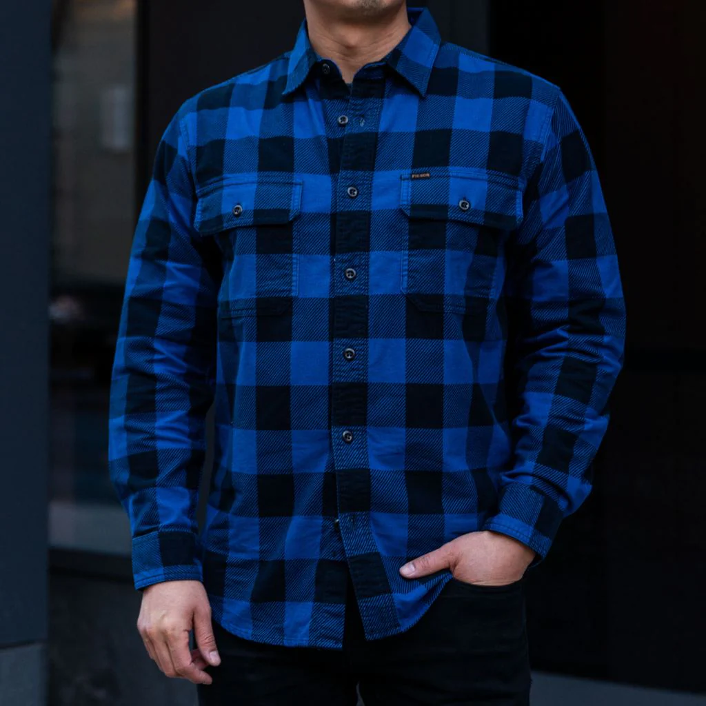 Filson Field Flannel Shirt | Cobalt Blue Black - Thursday Boots