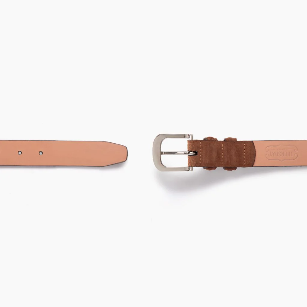 Men's Refined Leather Belt | Cognac Suede - Thursday Boots