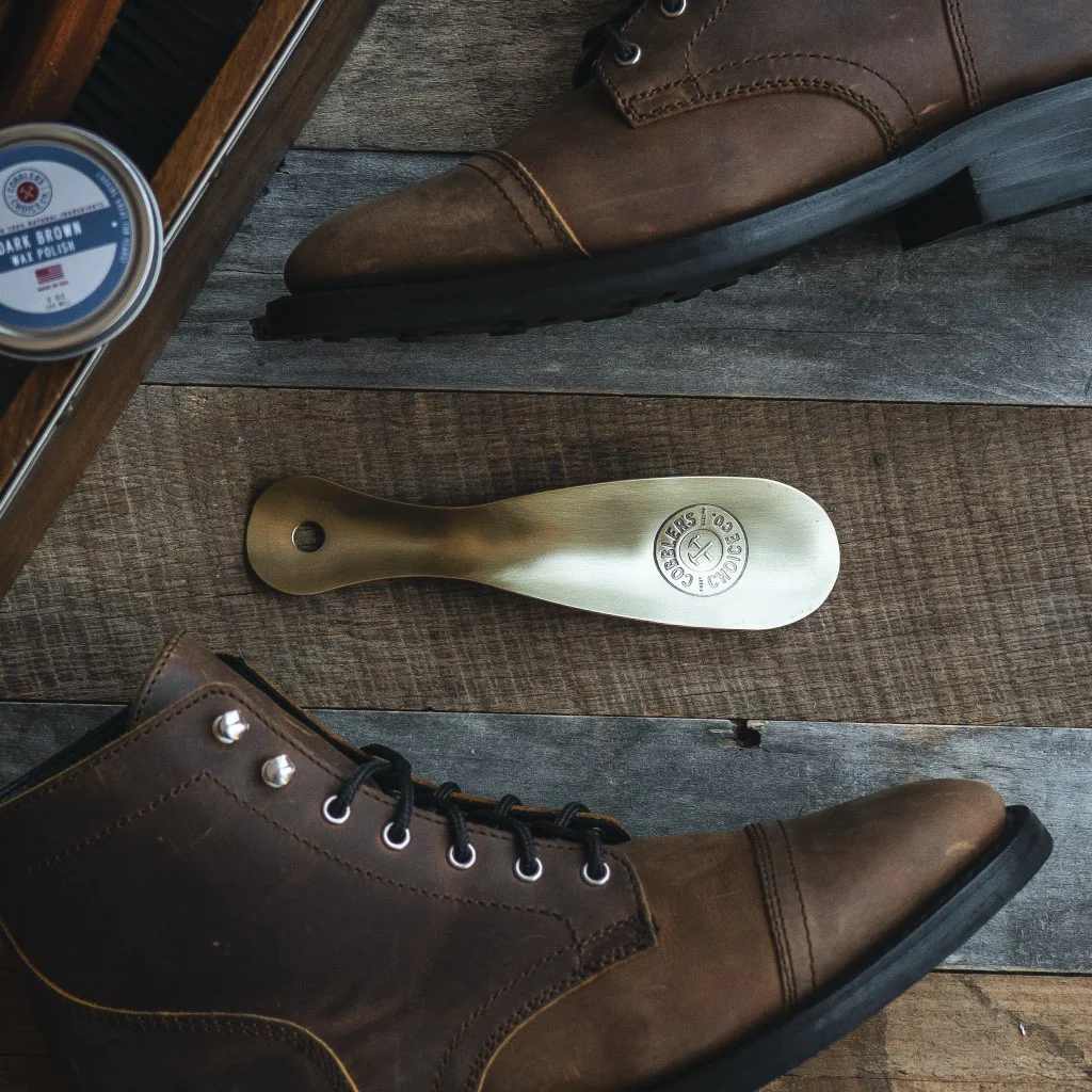 Cobbler's Choice Metal Shoe Horn | Brushed Brass - Thursday Boots