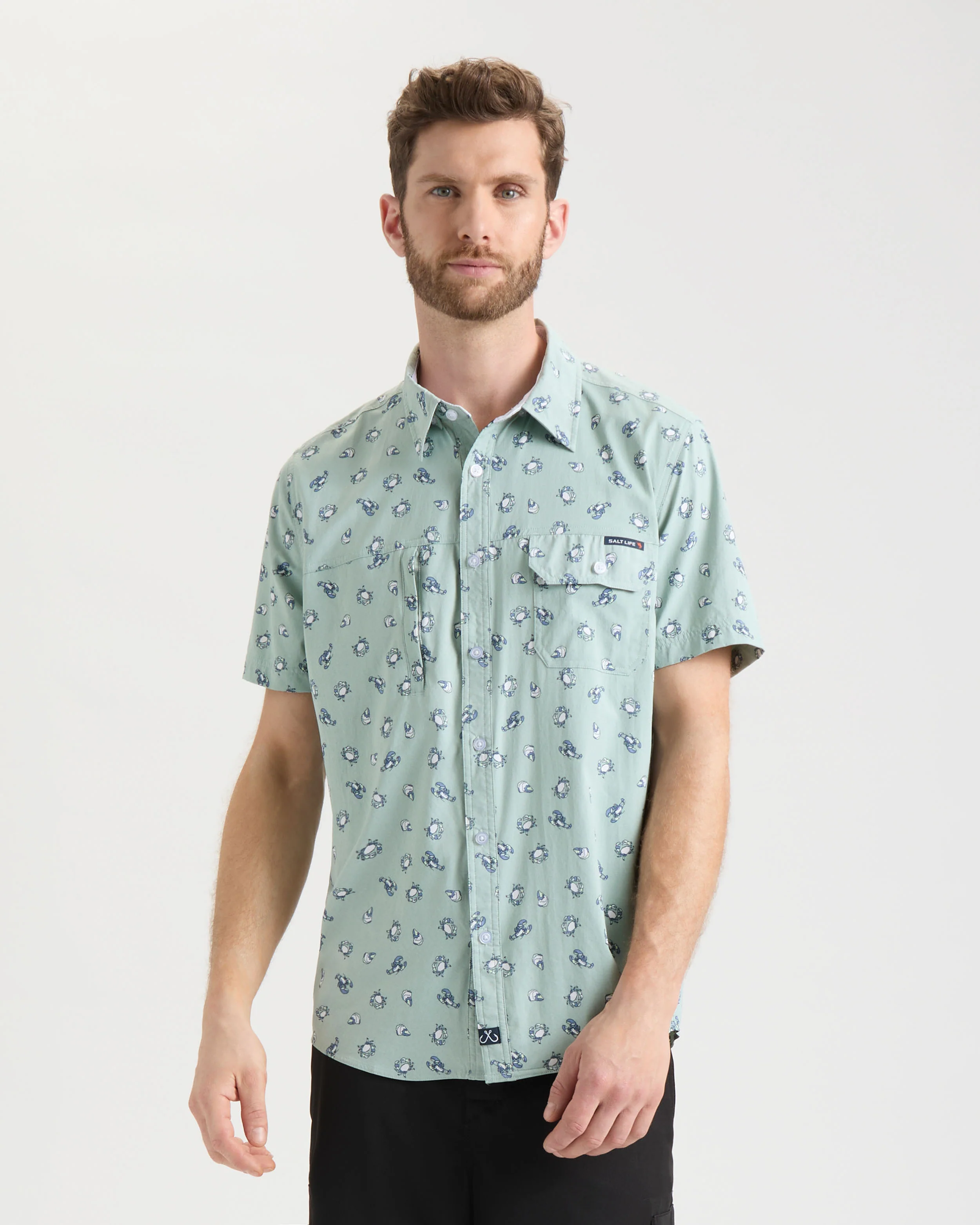 Men's Crustacean Life Woven Short Sleeve Shirt