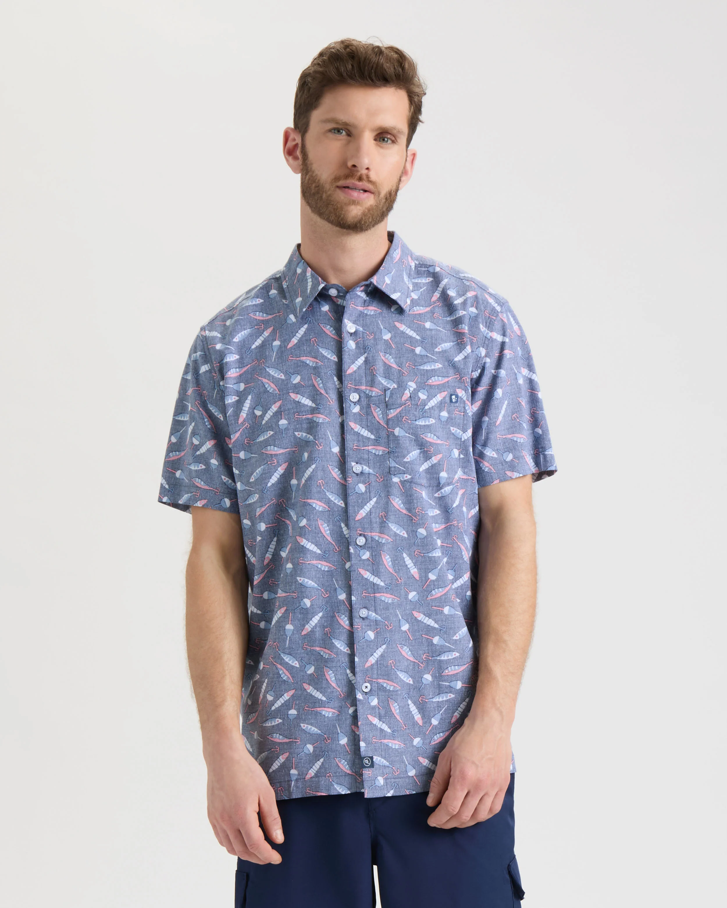 Men's Tempting Tackle Woven Short Sleeve Shirt