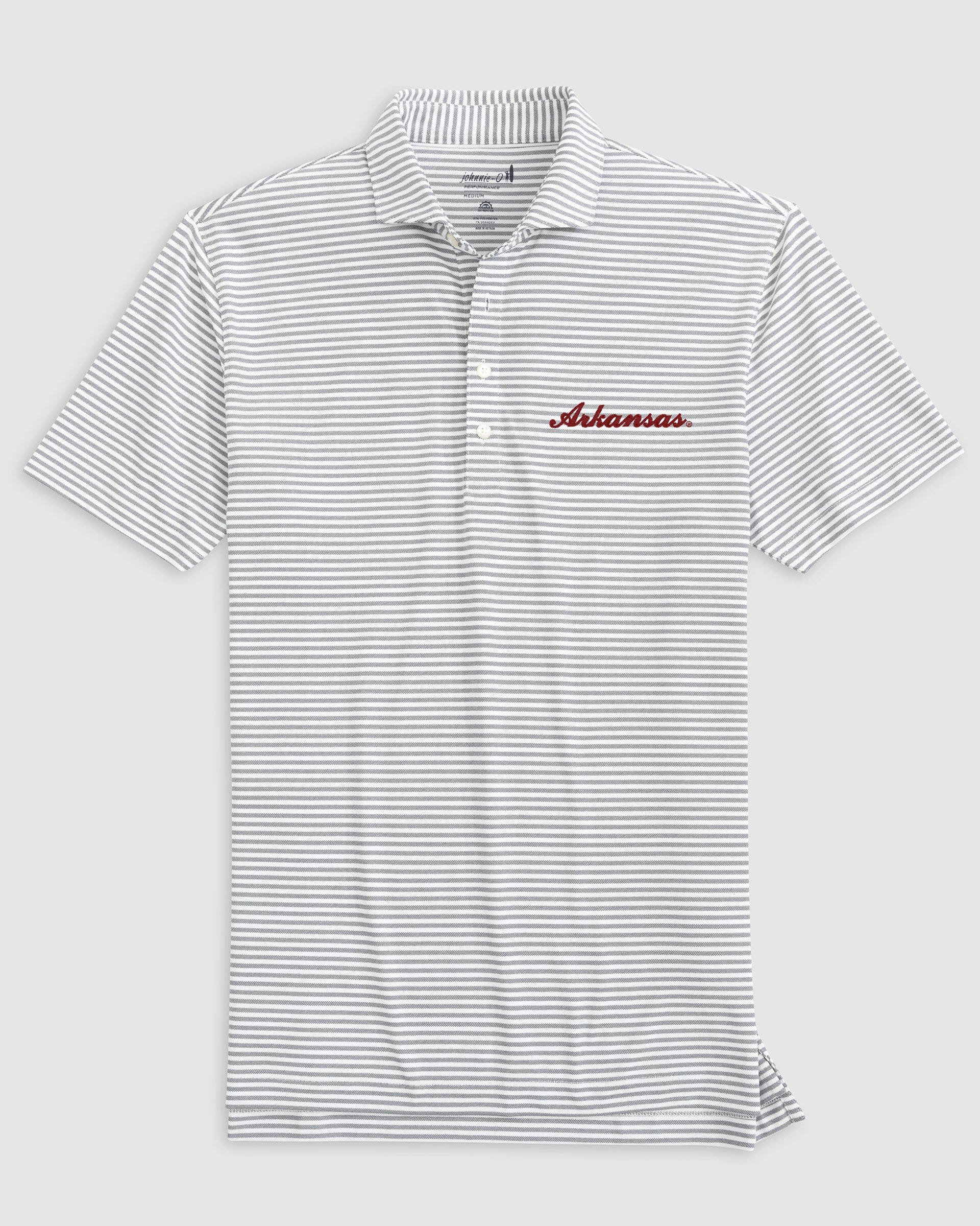 Arkansas Stetsons Striped Performance Mesh Polo - Script Logo
