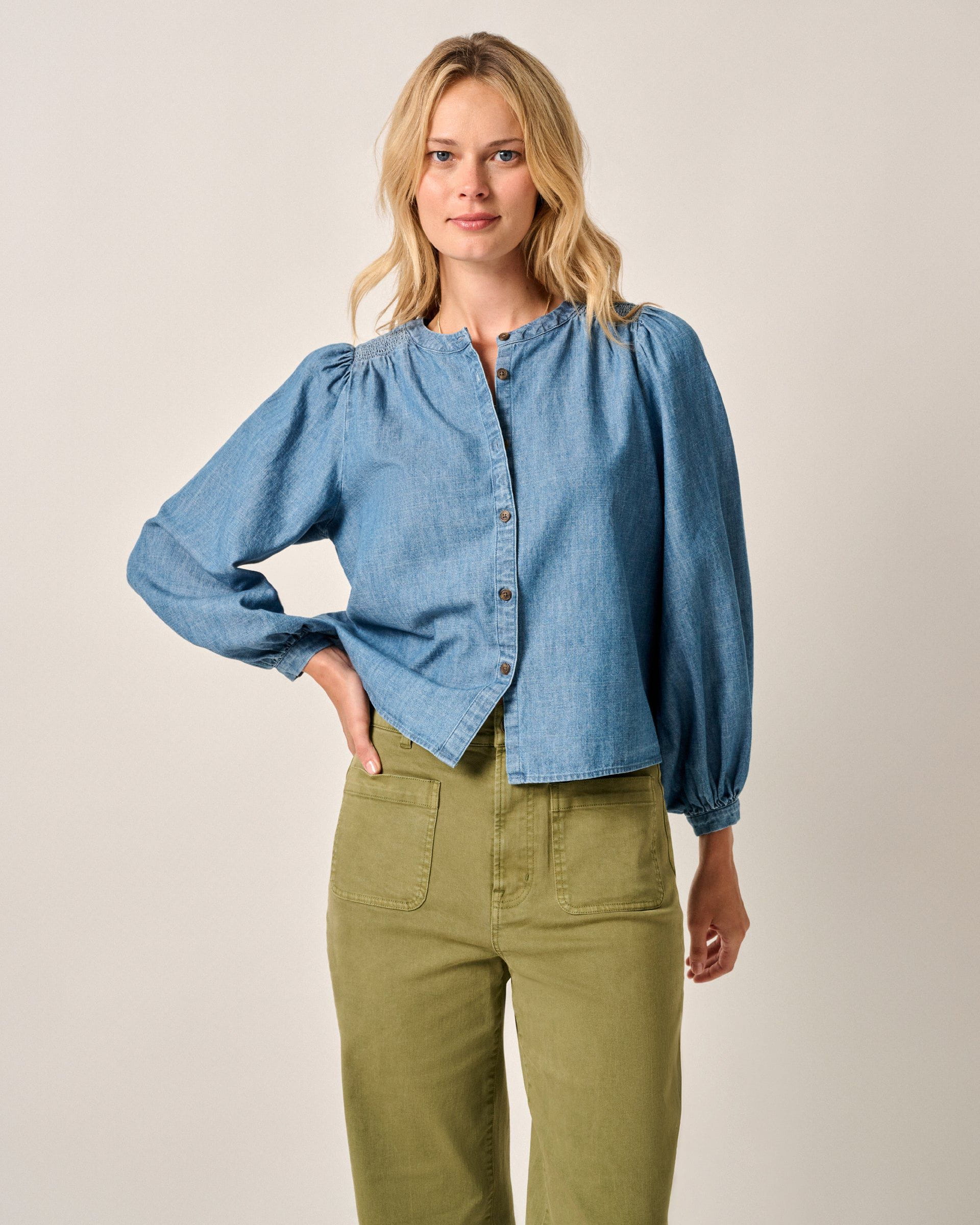 Blair Cotton Button Down Smock Blouse
