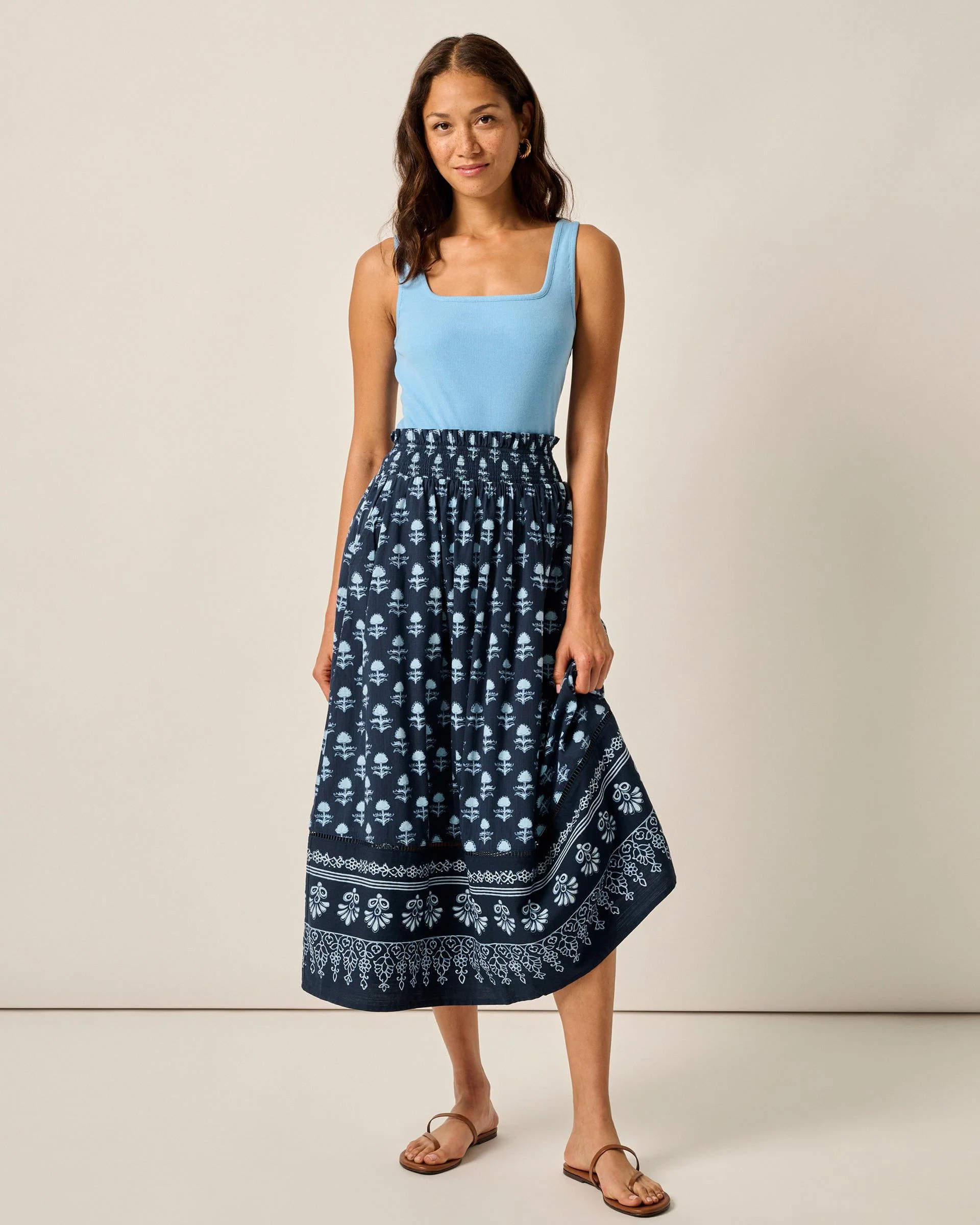 Kinsley Block Print Midi Skirt