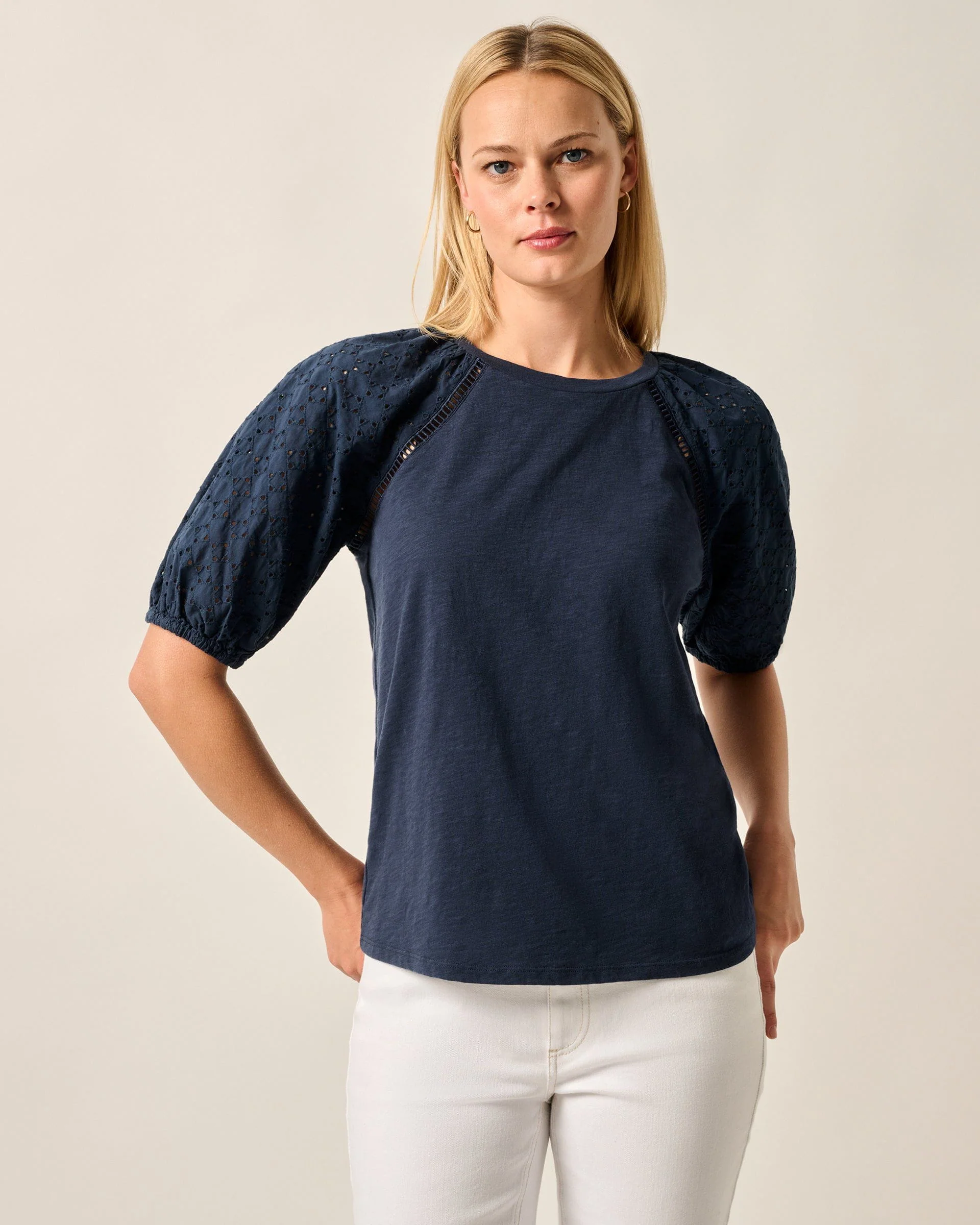 Lydia Eyelet Puff Sleeve Blouse