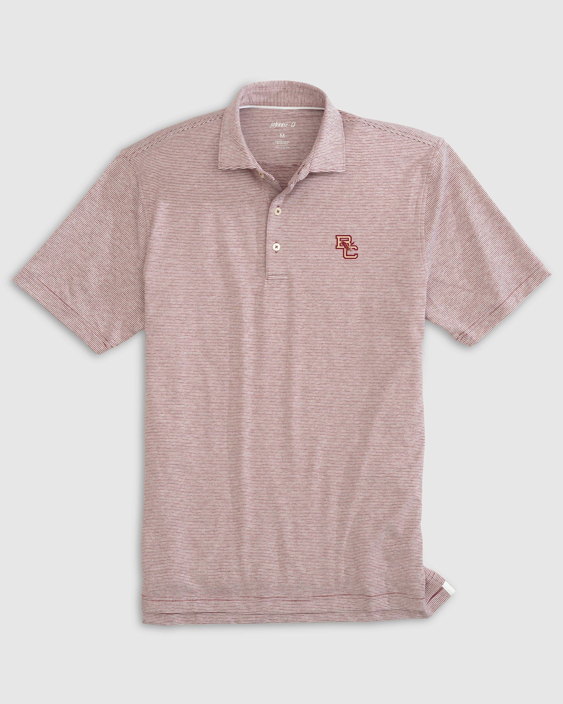 Boston College Lyndonn Striped Jersey Performance Polo - Heritage Logo