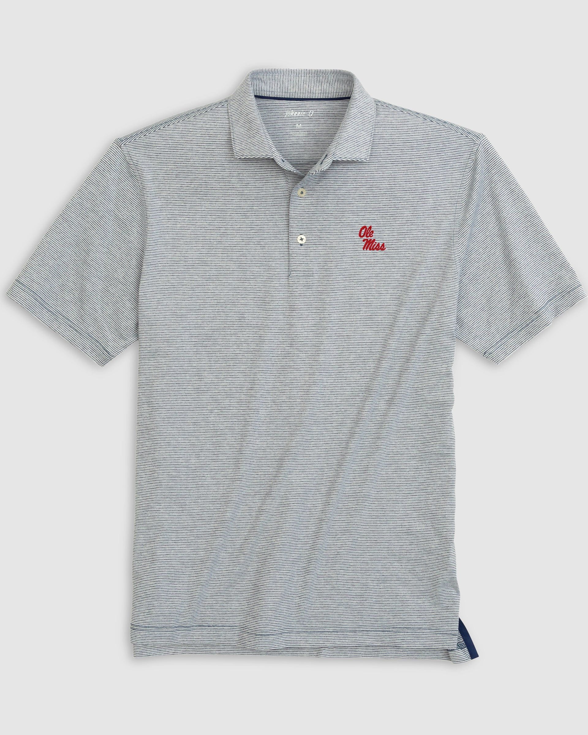 Ole Miss Lyndonn Striped Jersey Performance Polo - Stacked Logo