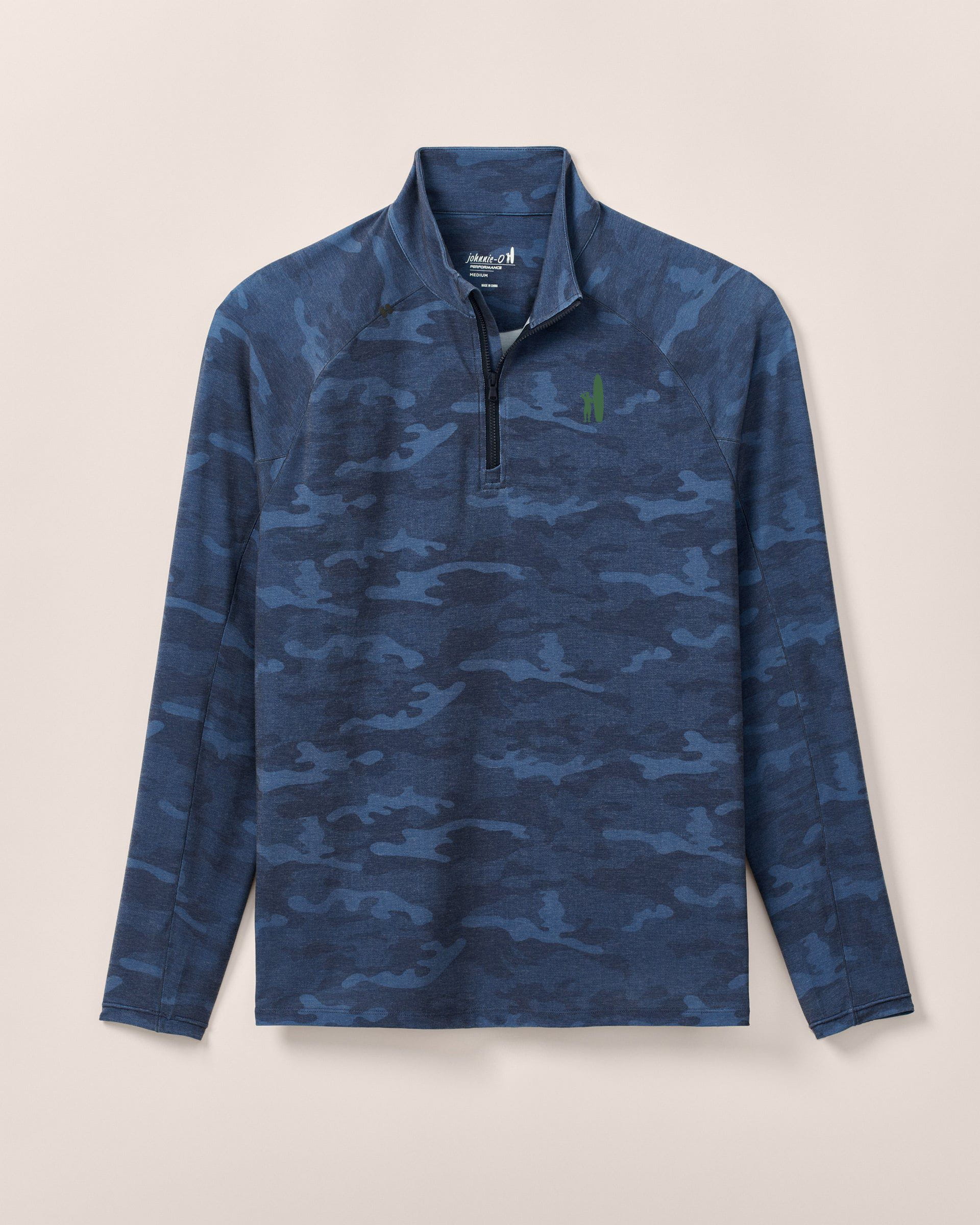 Custom Surfer Logo Patton Performance Camo 1/4 Zip Pullover