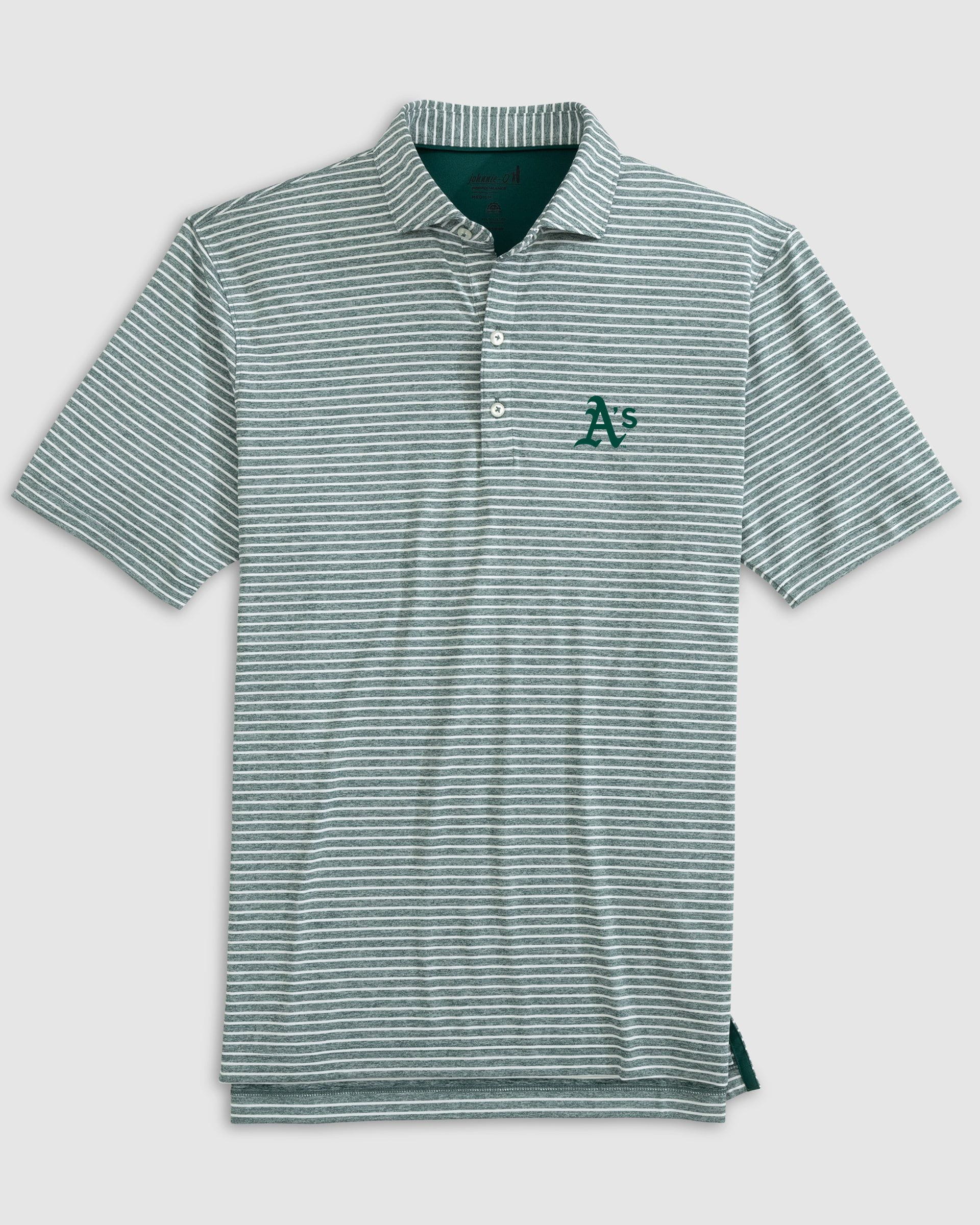 Oakland Athletics Clipperr Striped Jersey Performance Polo