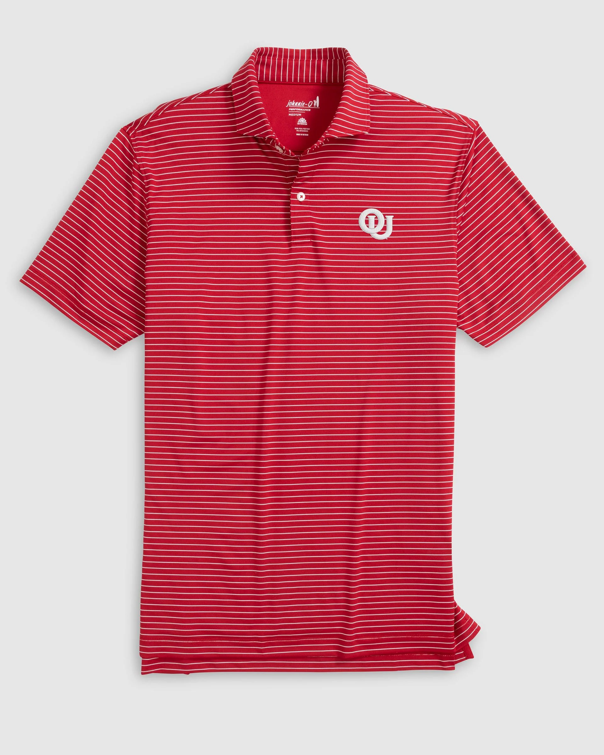 Oklahoma Beau Striped Performance Jersey Polo - Vault Logo