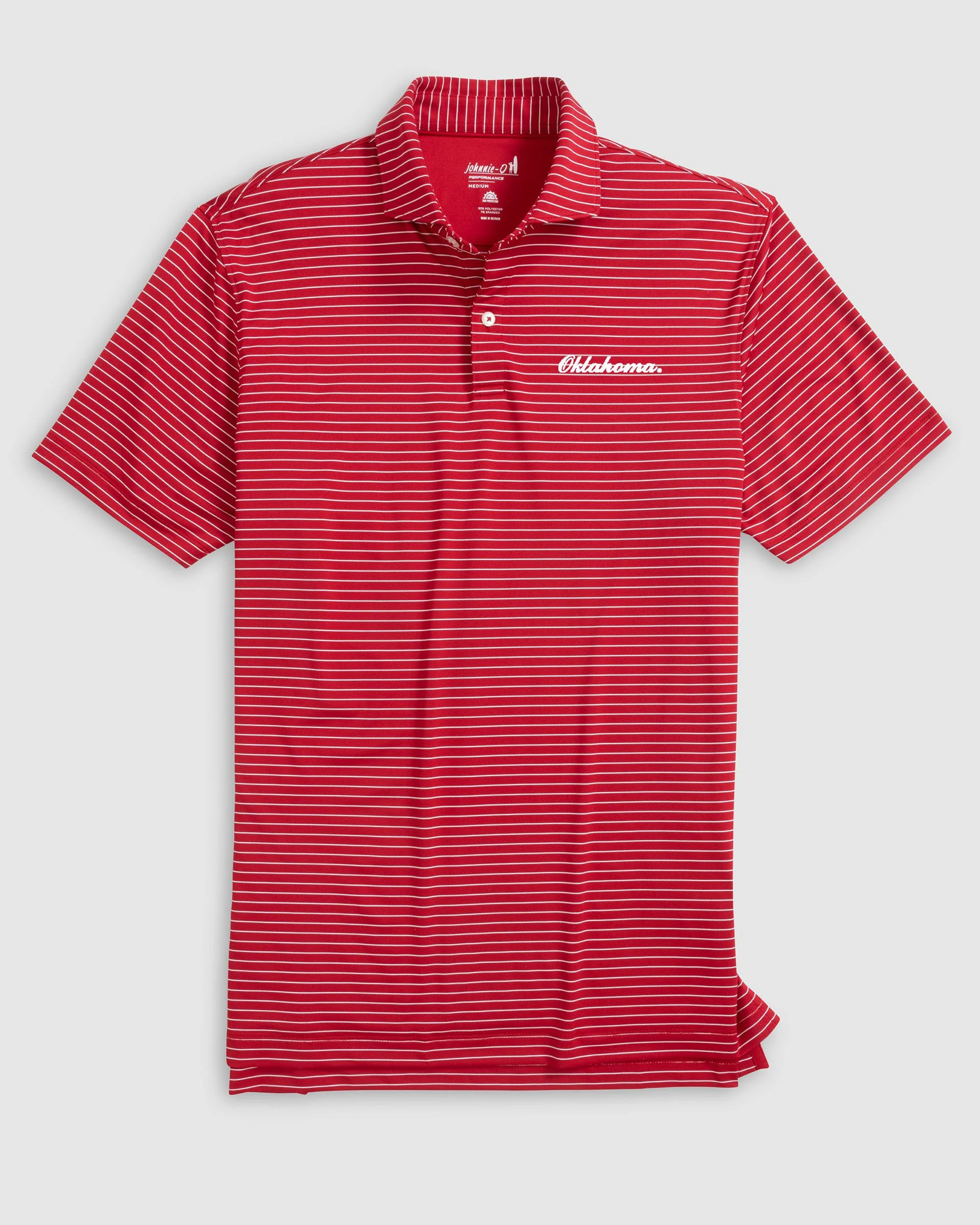 Oklahoma Beau Striped Performance Jersey Polo - Script Logo