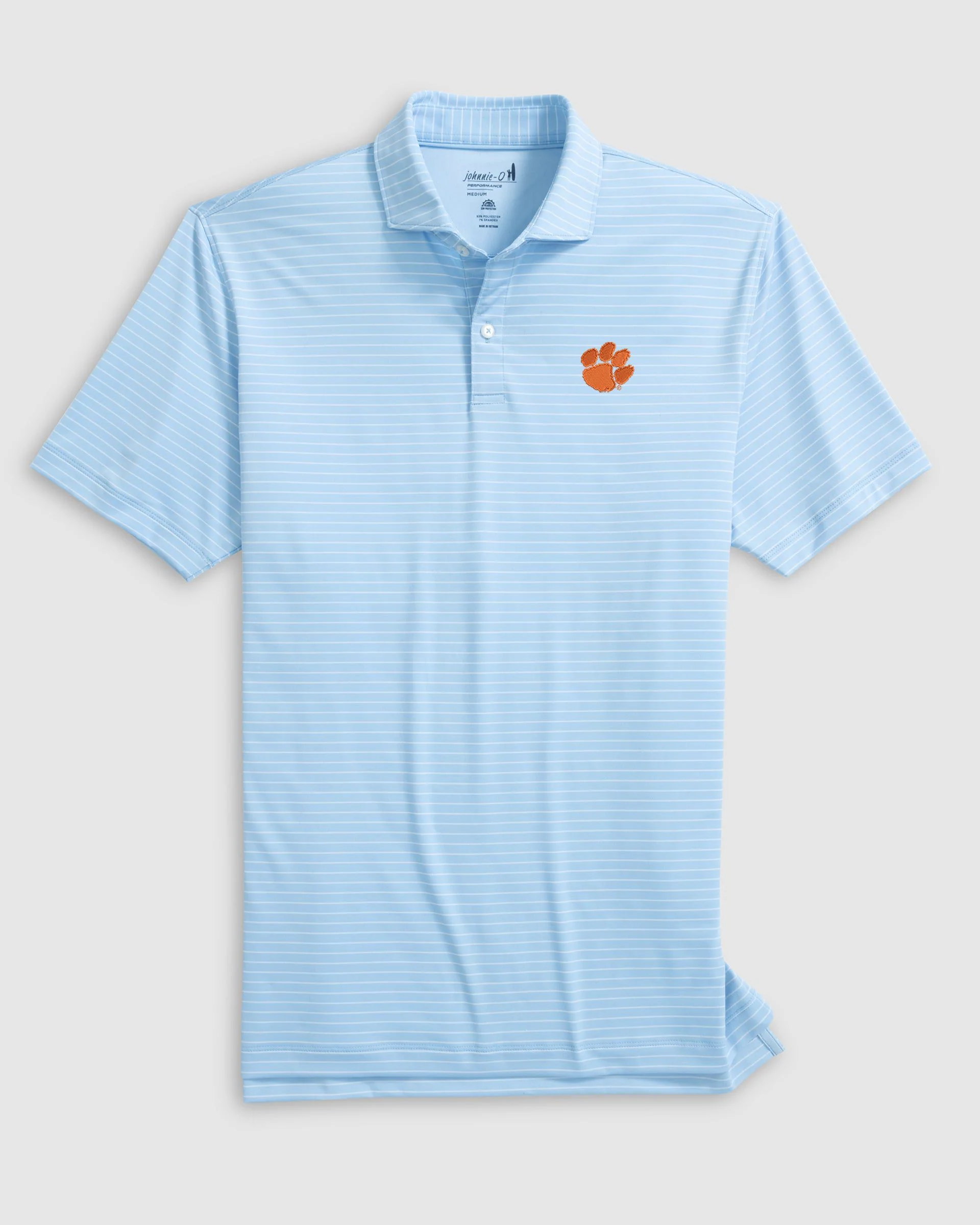 Clemson Beau Striped Performance Jersey Polo