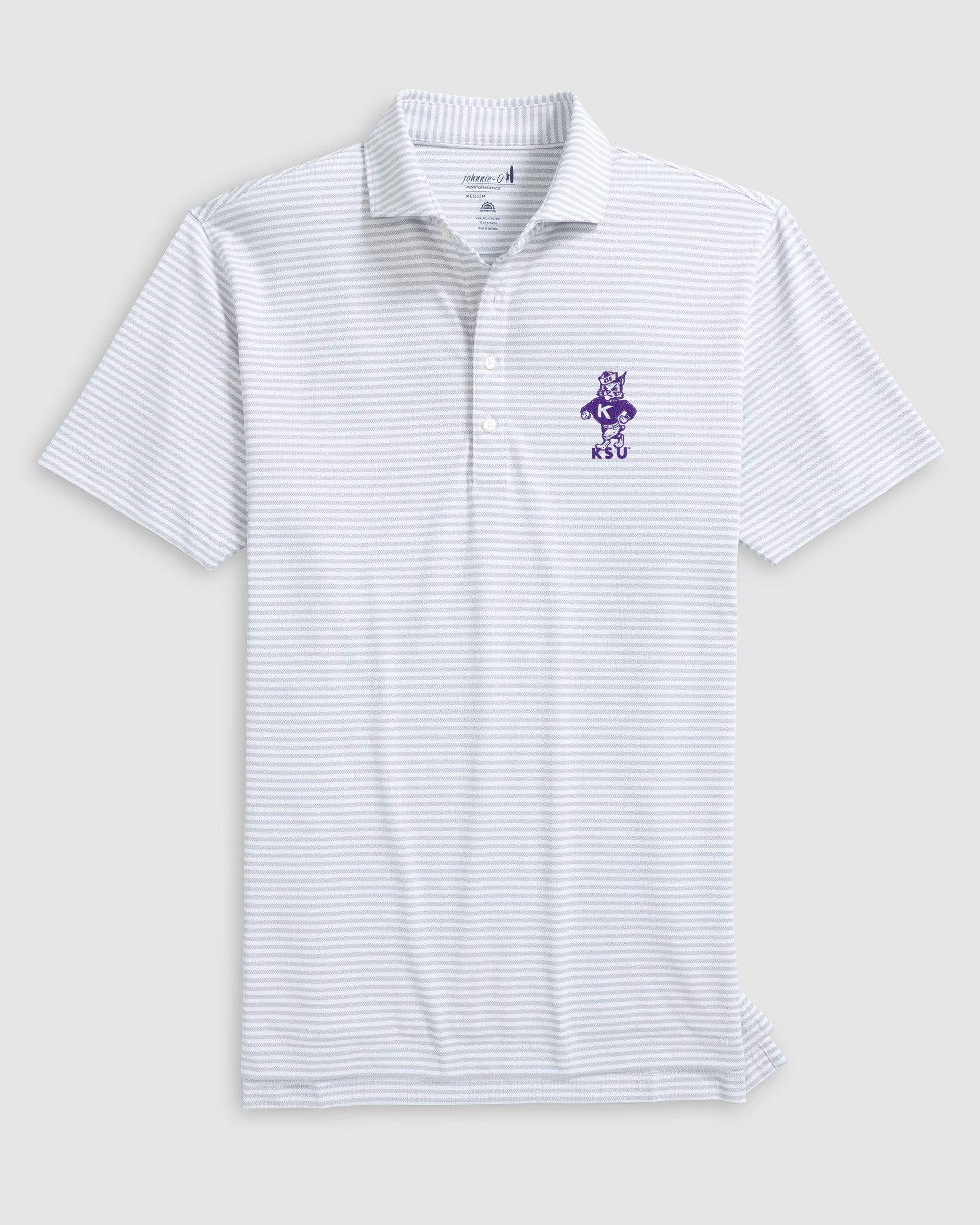 Kansas State Stetsons Striped Performance Mesh Polo - Vault Logo
