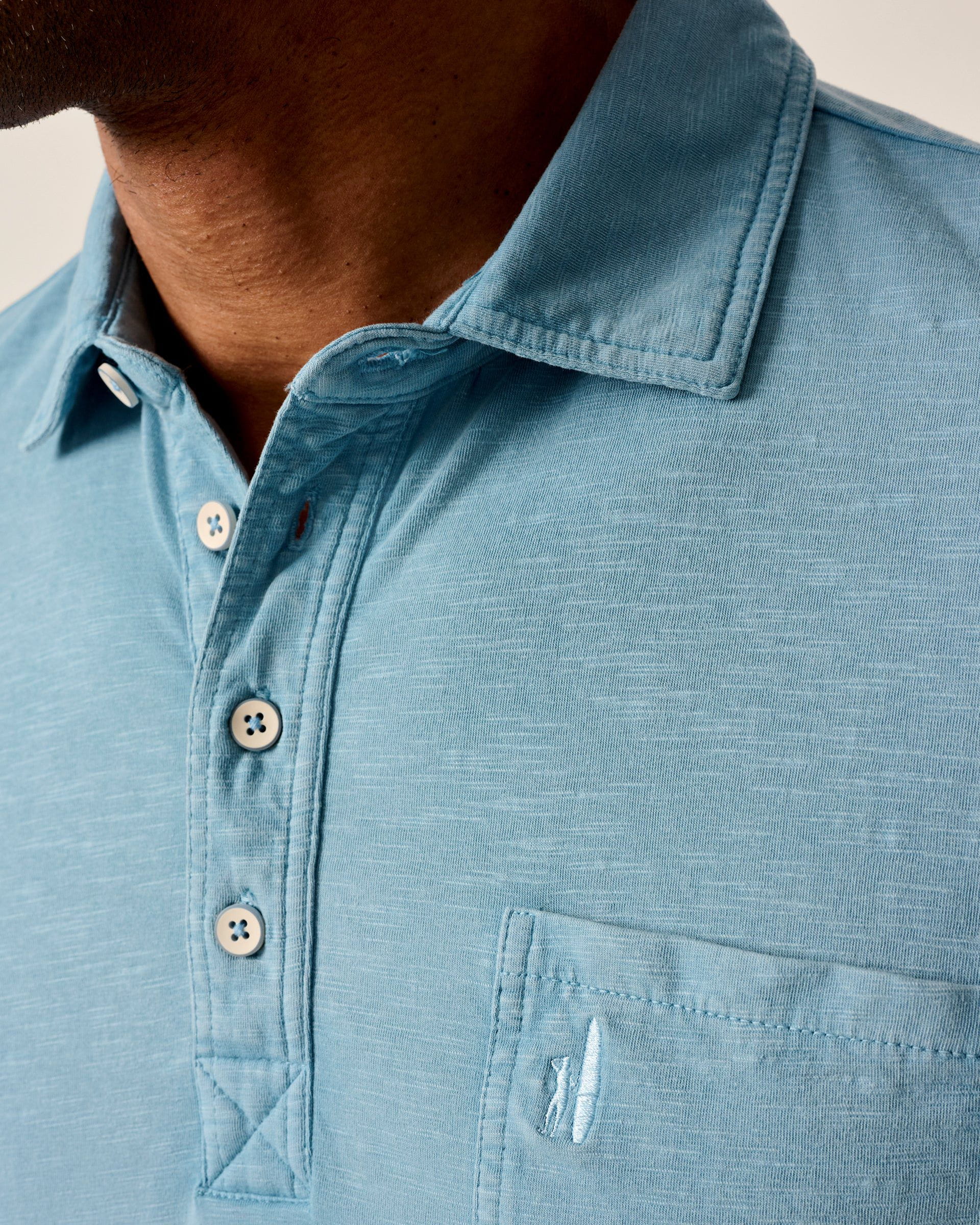 Long-Sleeve Original 4-Button Polo - Coastal Wash