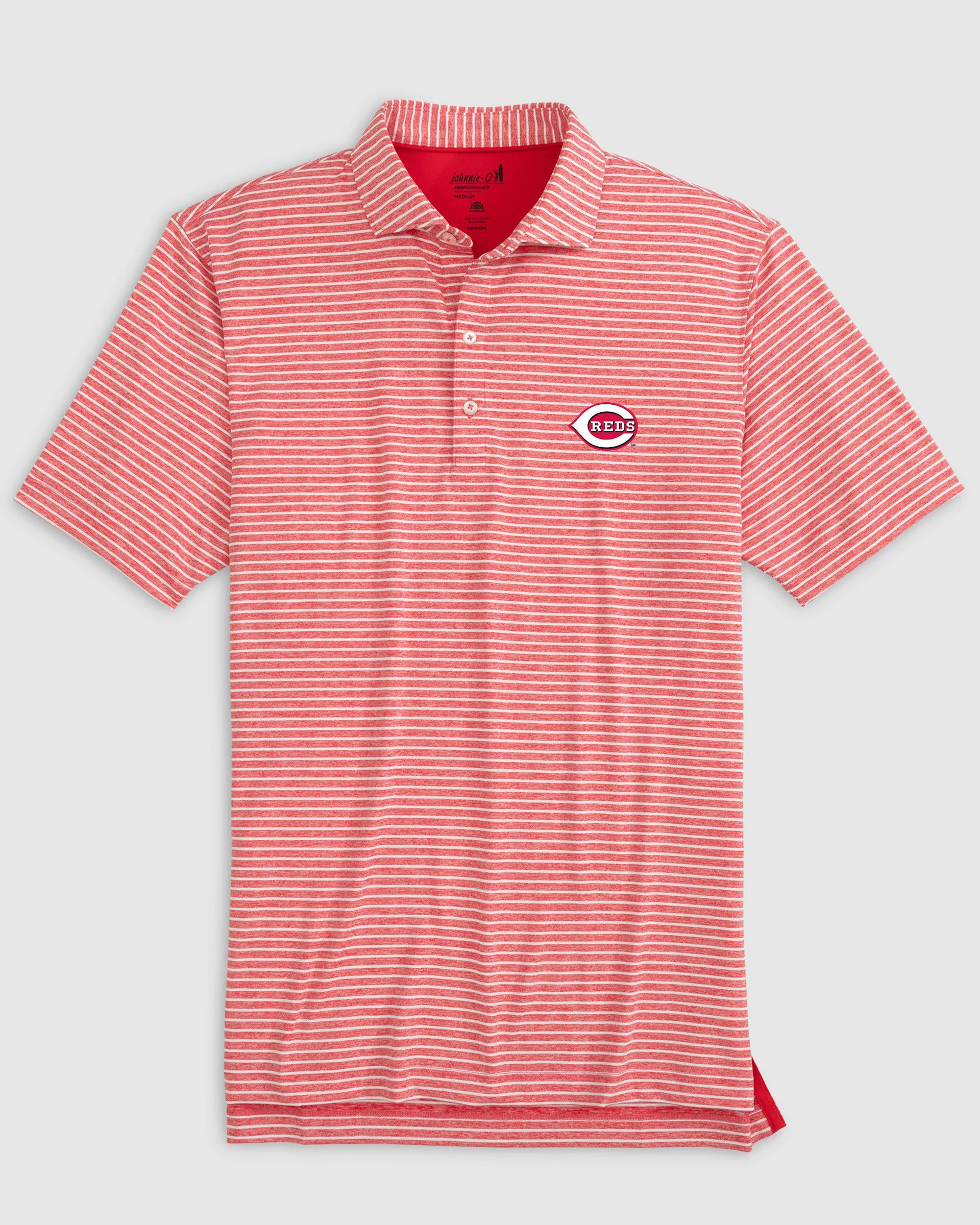 Cincinnati Reds Clipperr Striped Jersey Performance Polo