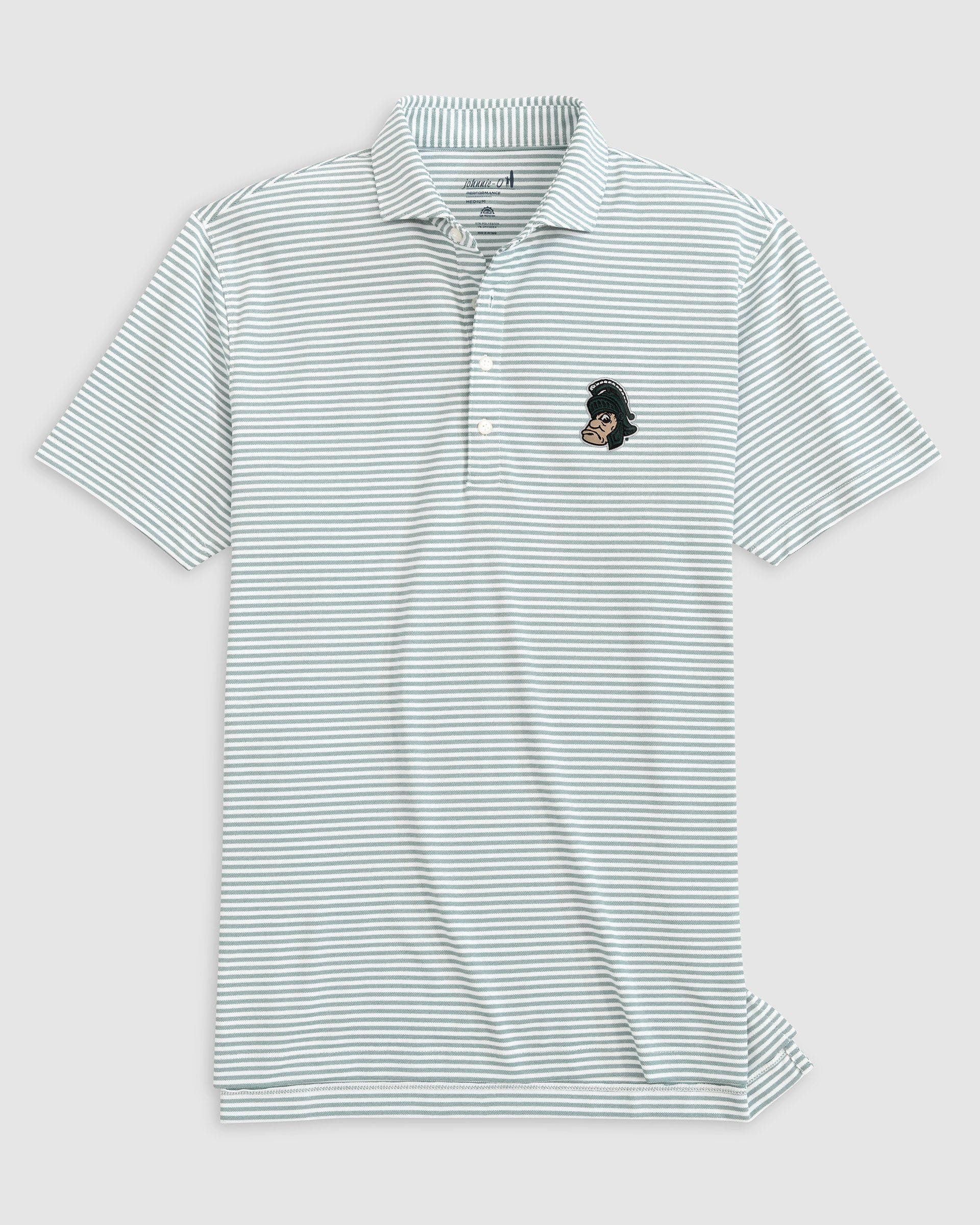 Michigan State Stetsons Striped Performance Mesh Polo - Vault Logo