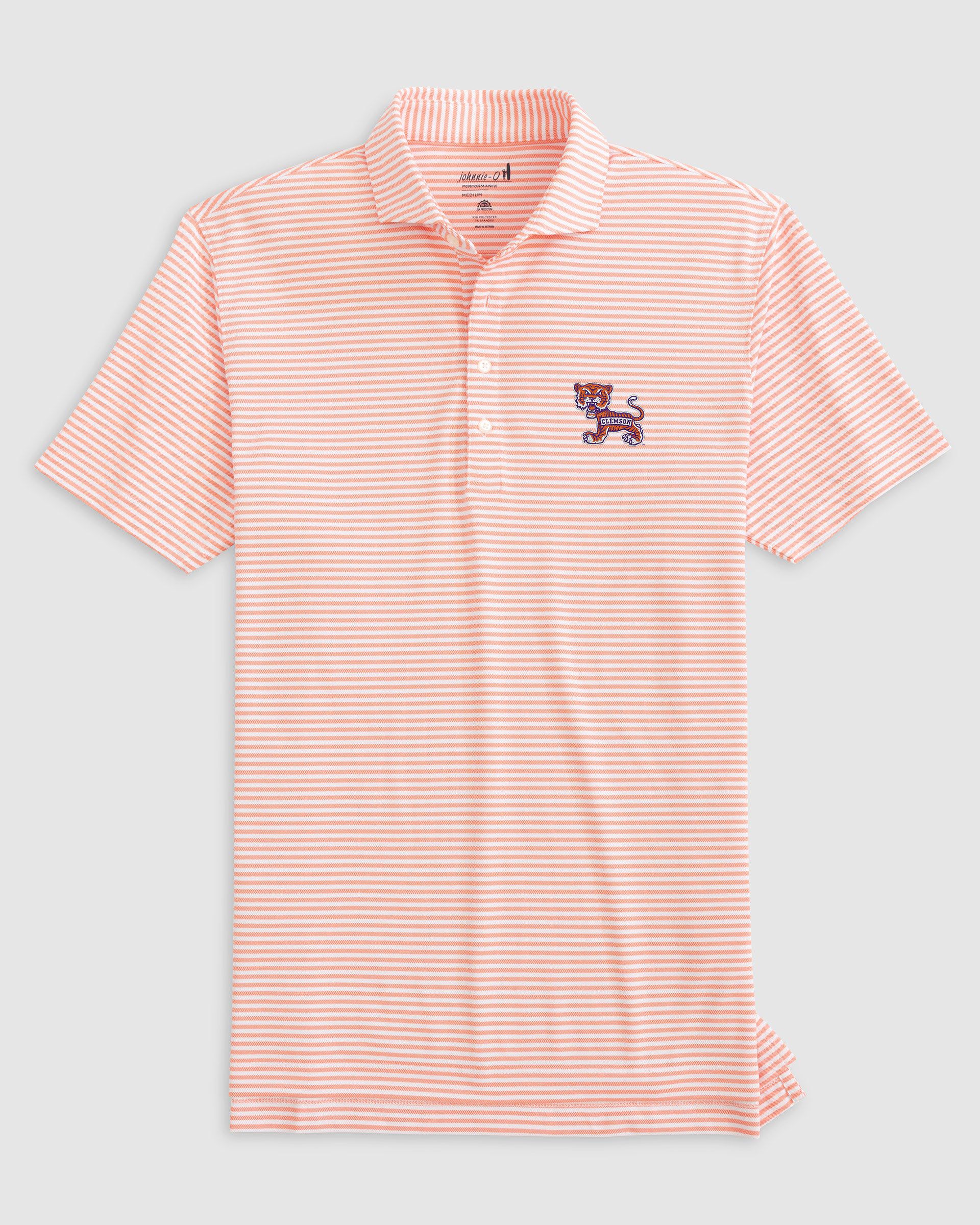 Clemson Stetsons Striped Performance Mesh Polo - Vault Logo